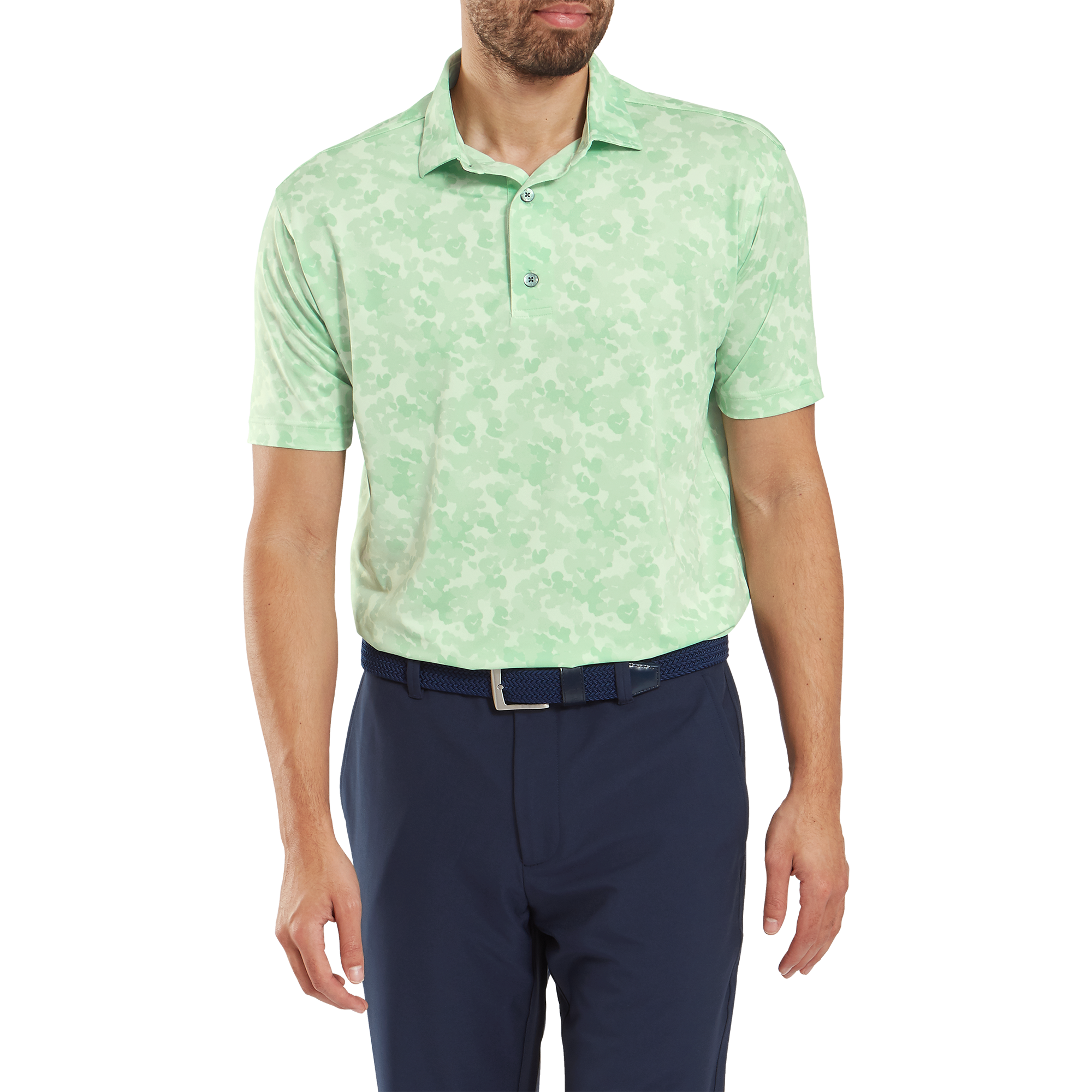 Polo en fil d'Ecosse imprim&eacute; camouflage