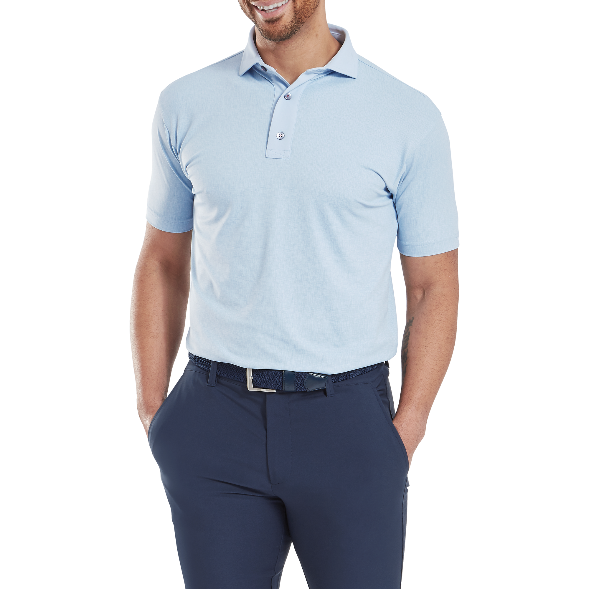 Polo en fil d'Ecosse impression textur&eacute;e