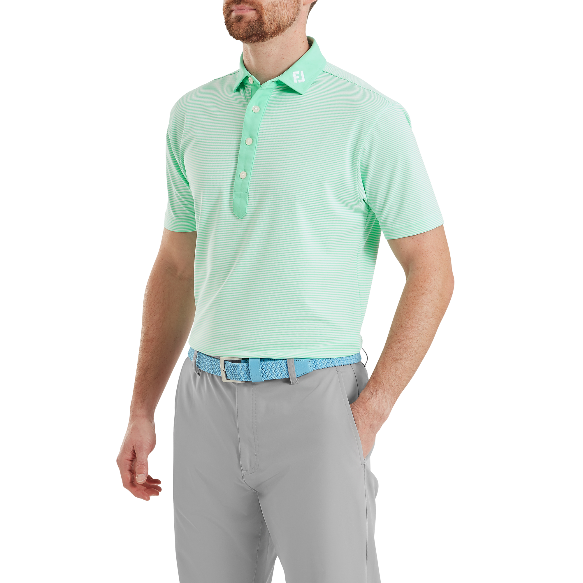 Polo piqu&eacute; &agrave; rayures fines