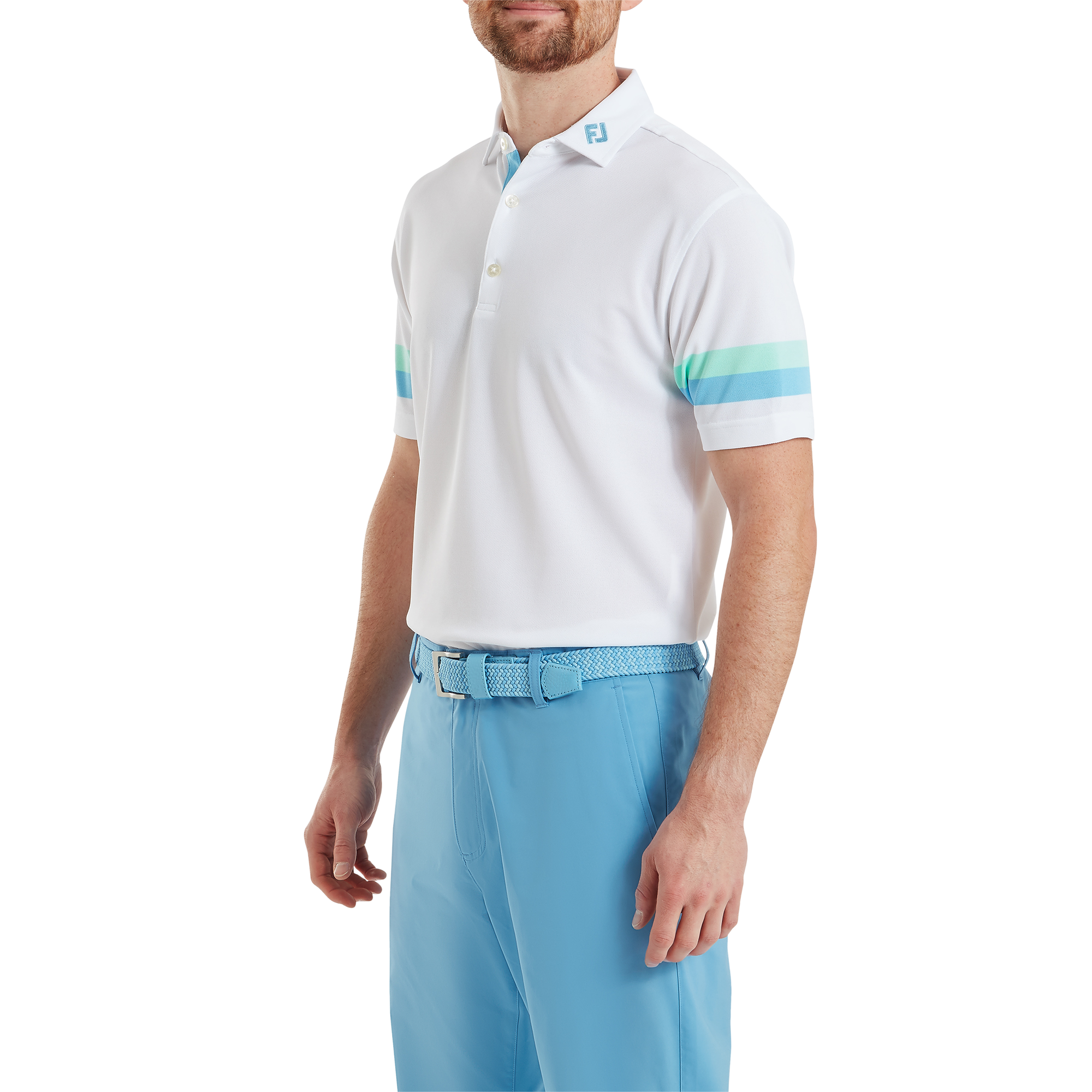 Polo piqu&eacute; &agrave; rayures sur les manches