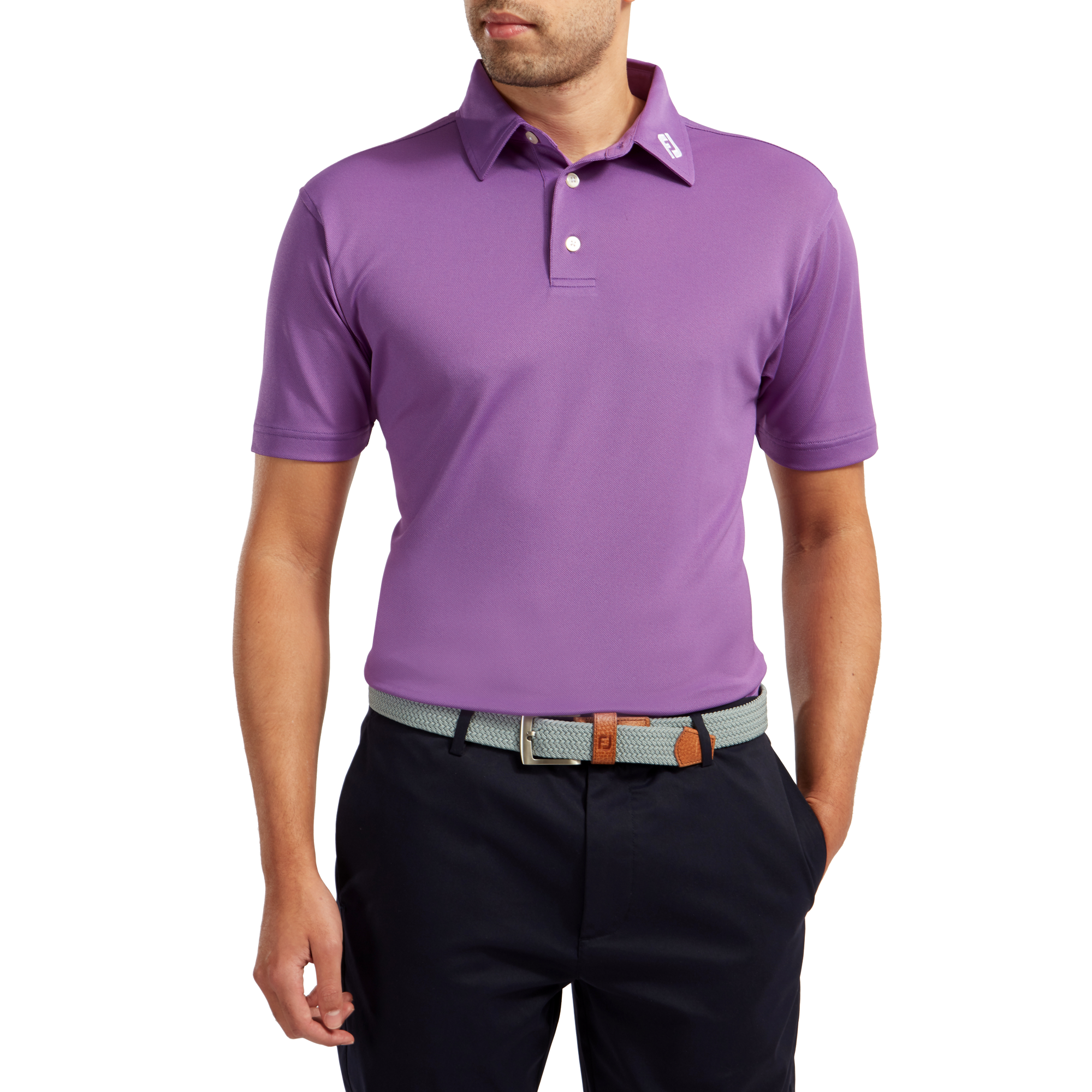 Polo Stretch Piqu&eacute; uni avec logo FJ sur col