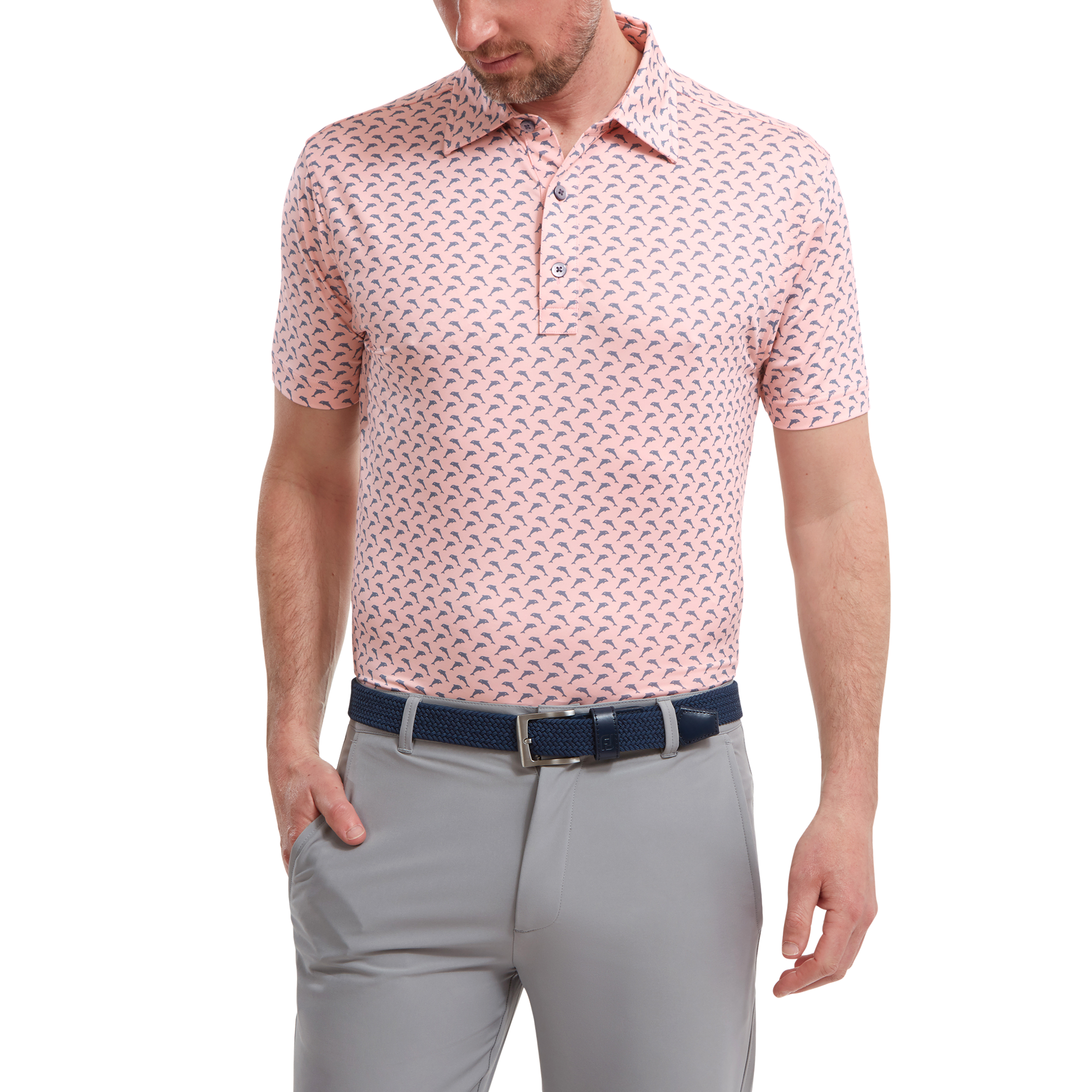 Polo en Fil d'Ecosse imprim&eacute;s dauphins