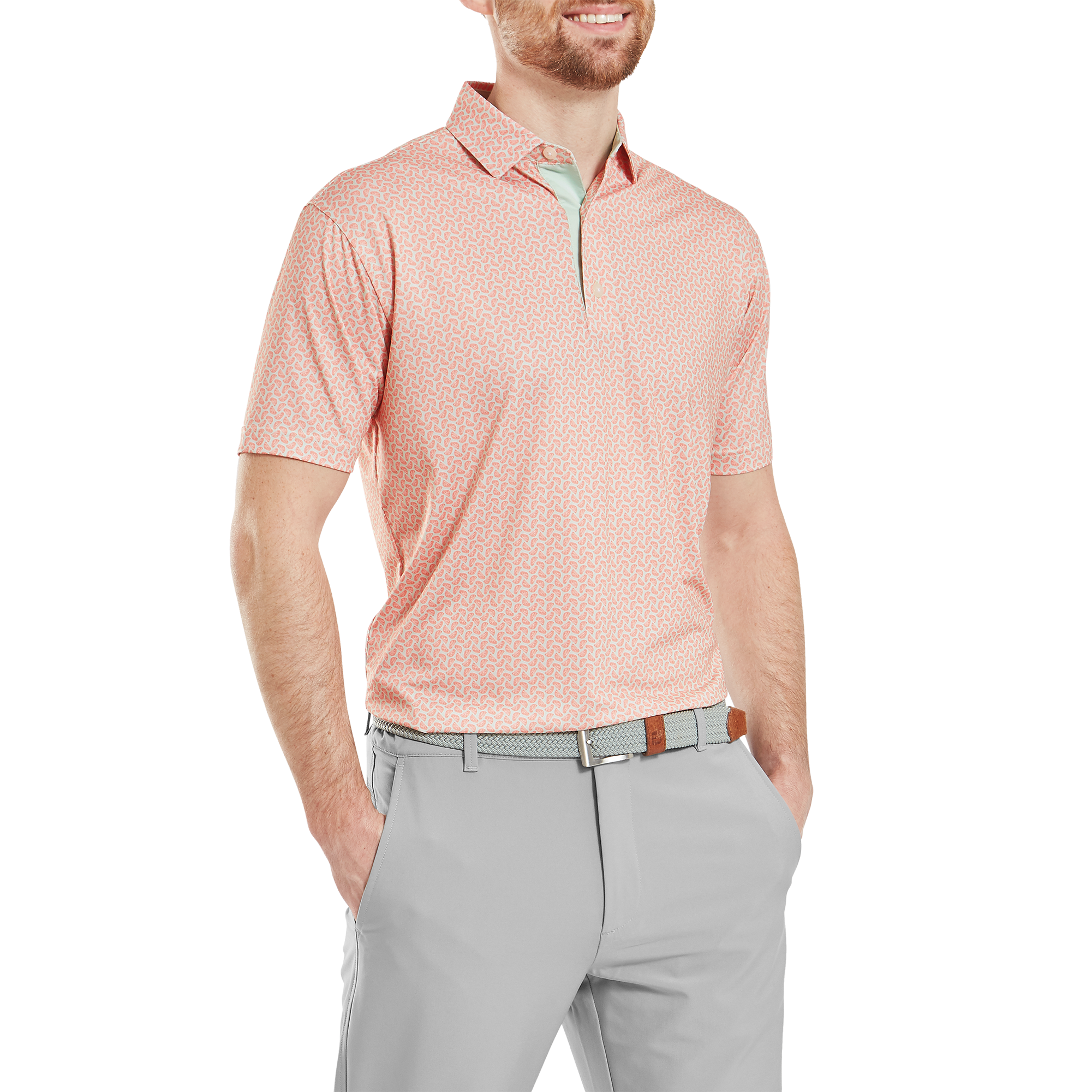 Polo en fil d'Ecosse imprim&eacute; Citron