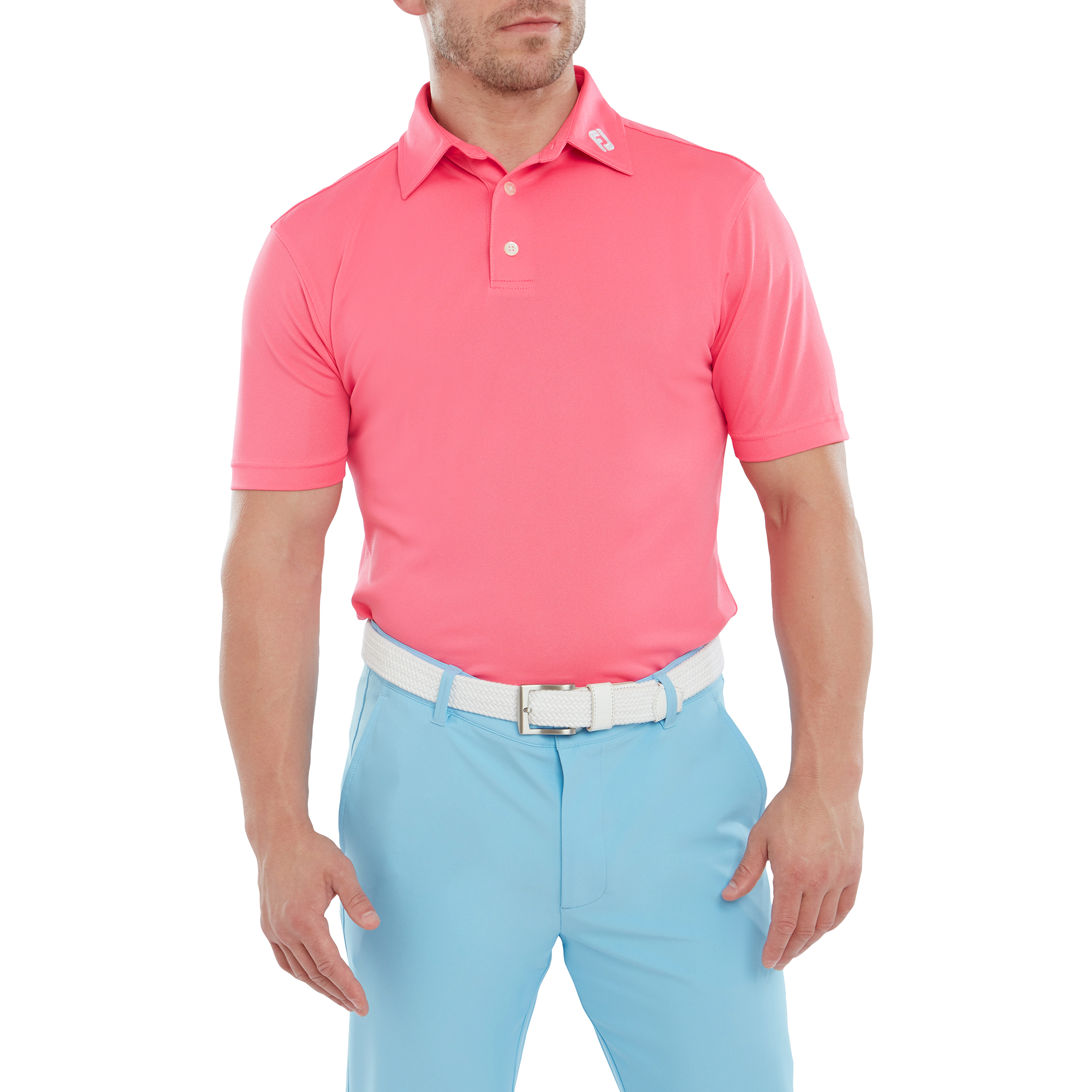 Polo Stretch Piqu&eacute; uni avec logo FJ sur col