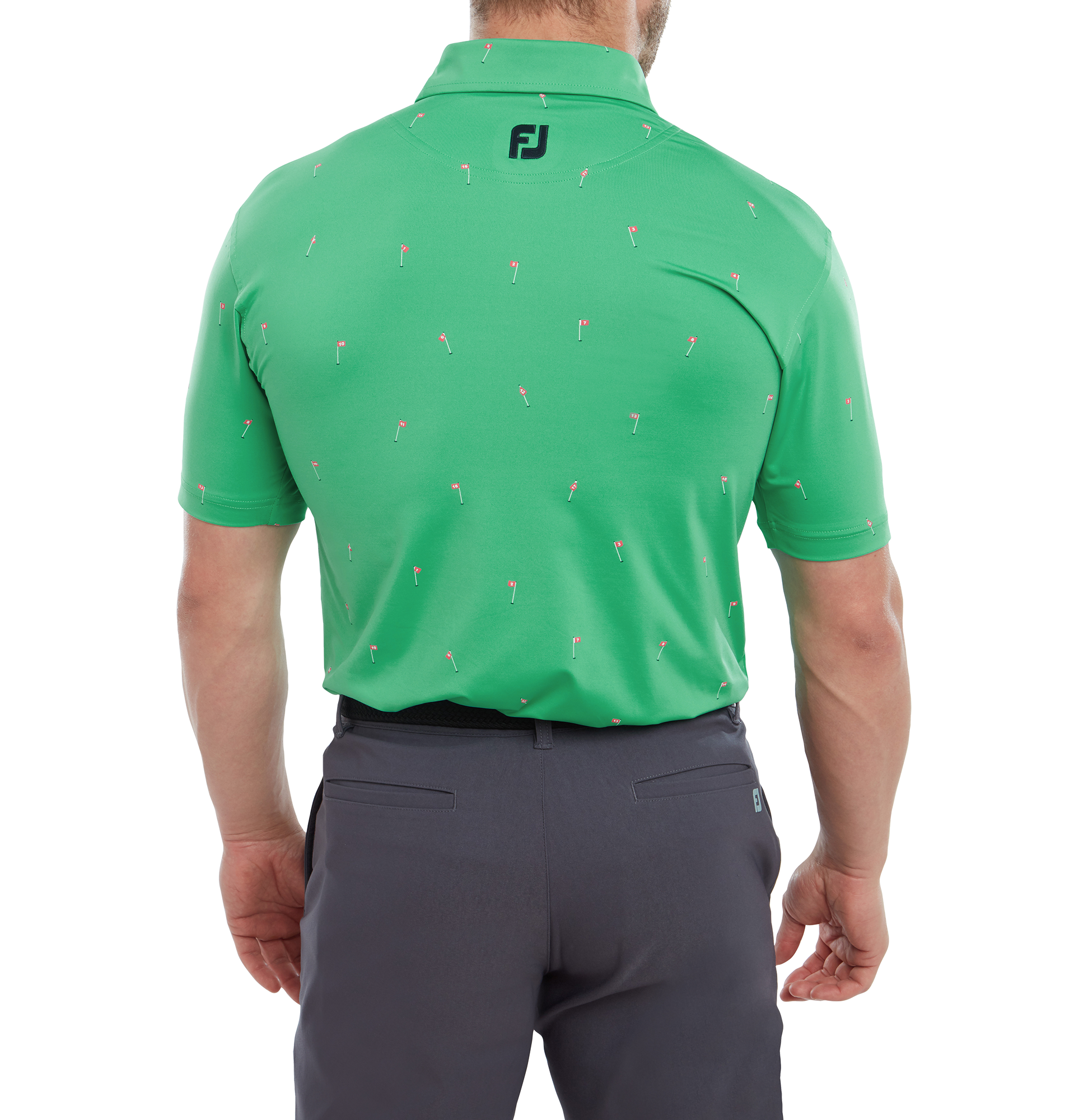 Polo en Fil d'Ecosse imprim&eacute;s Drapeau golf