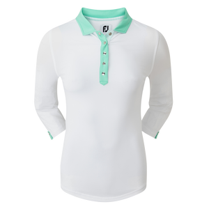 Women&#39;s Baby Pique 3/4 Sleeve Shirt with Contrast Trim
