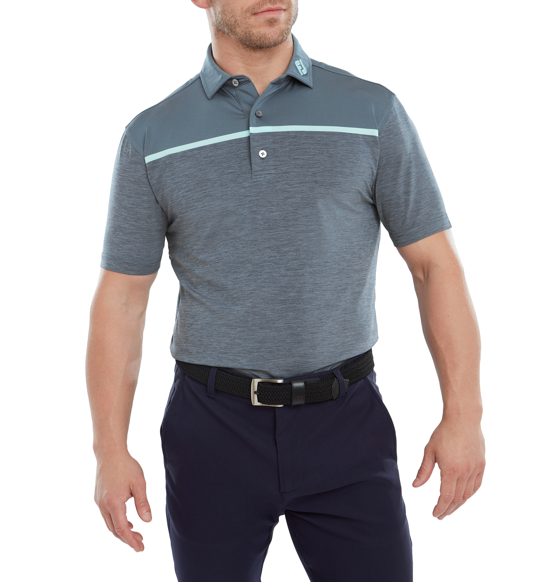 Polo en Fil d'Ecosse avec blocs &agrave; motif Space Dye