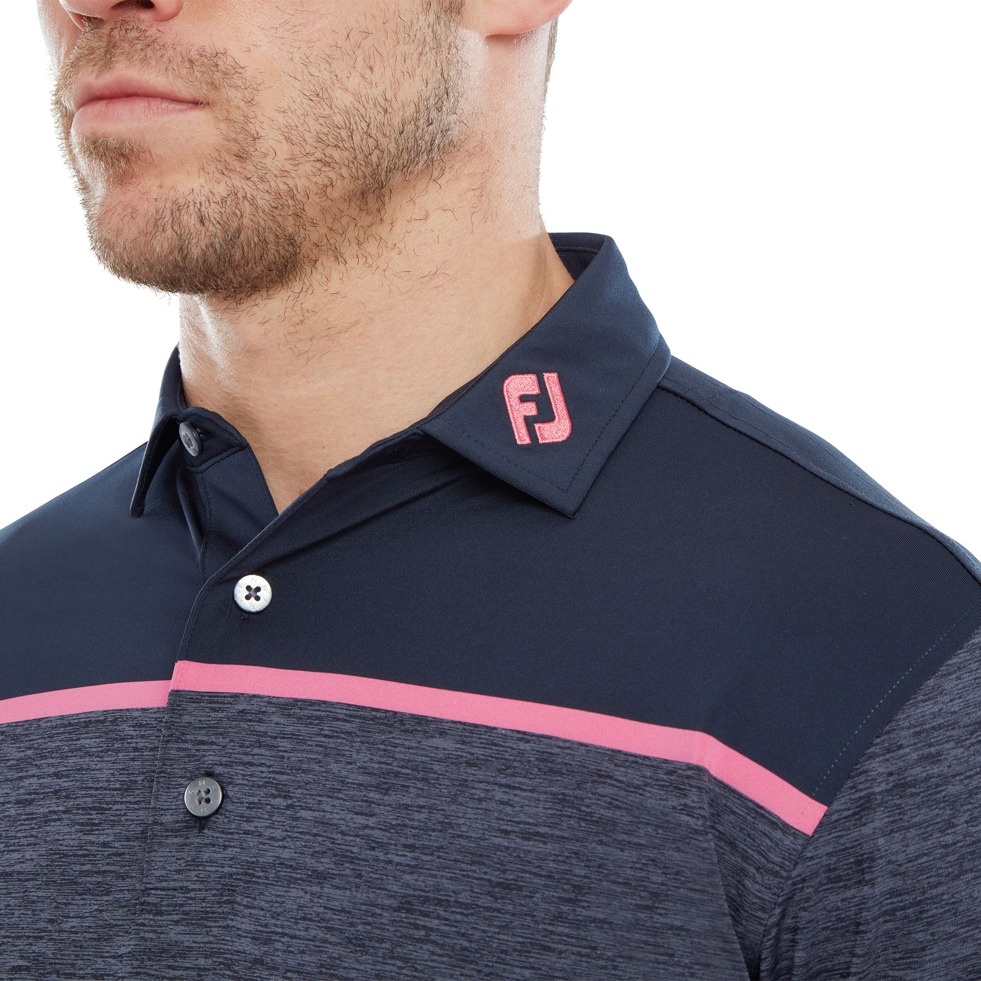 Polo en Fil d'Ecosse avec blocs &agrave; motif Space Dye