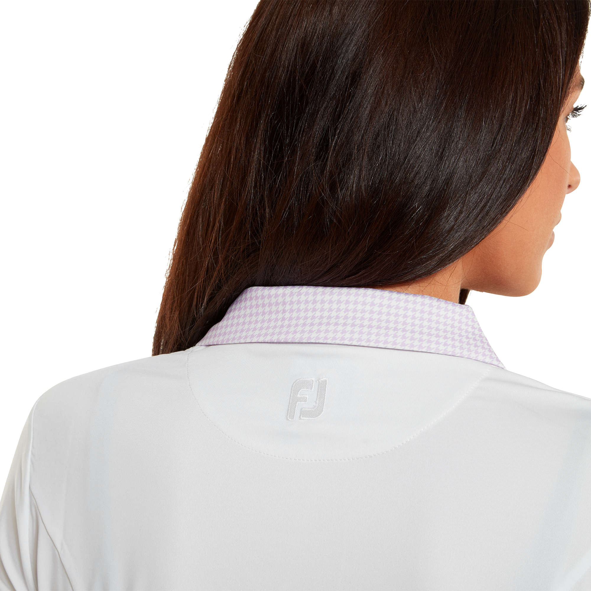 Polo manches 3/4 avec col imprim&eacute; Pied-de-poule