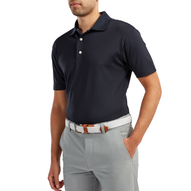 Polo Stretch Piqué uni avec col en tricot
