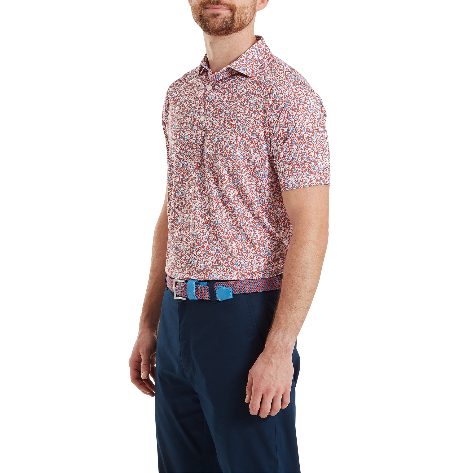 Polo en fil d'Ecosse imprim&eacute; floral