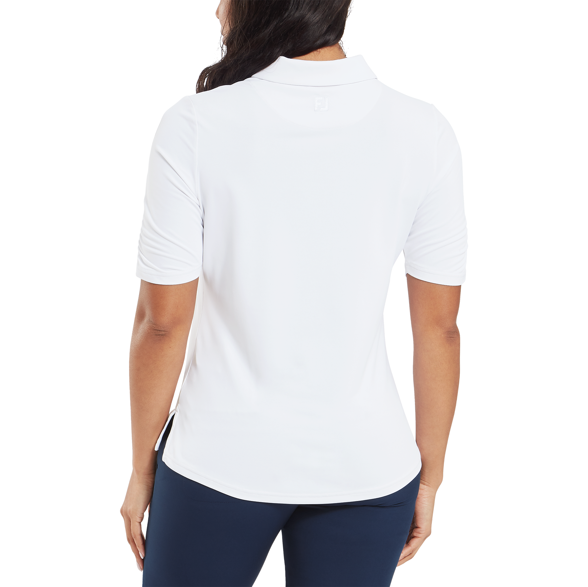 Polo en fil d'Ecosse &agrave; 1/2 manches fronc&eacute;es