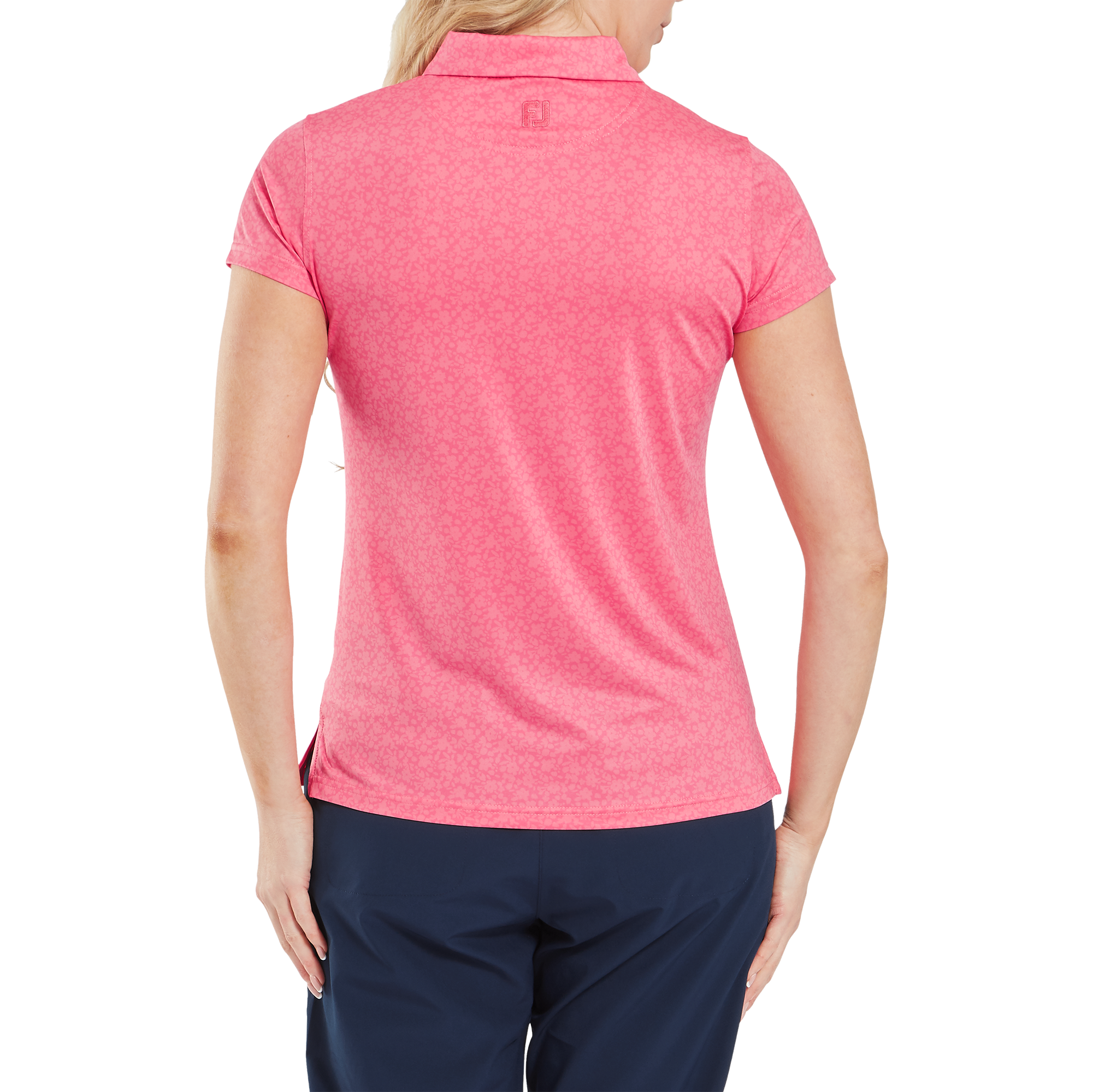 Polo en fil d'Ecosse &agrave; mancherons et impression florale