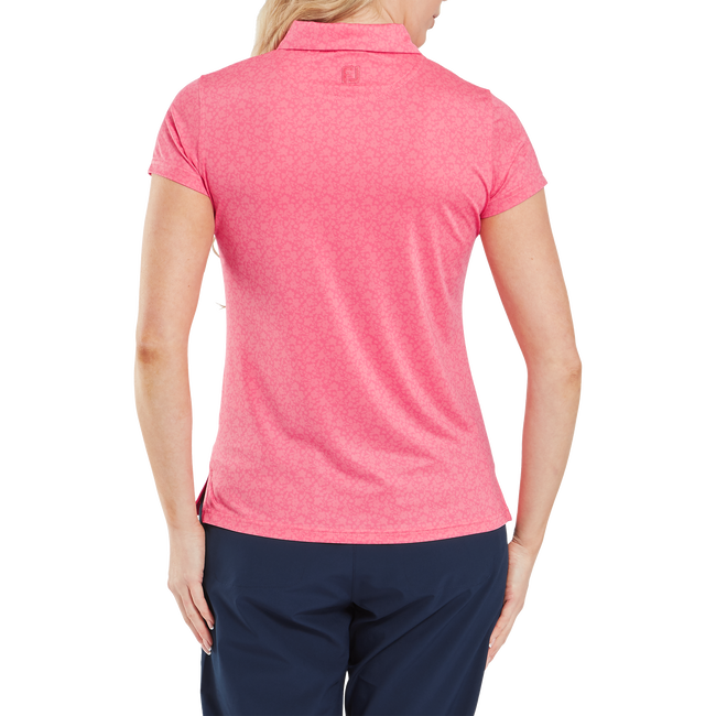 Polo en fil d'Ecosse à mancherons et impression florale