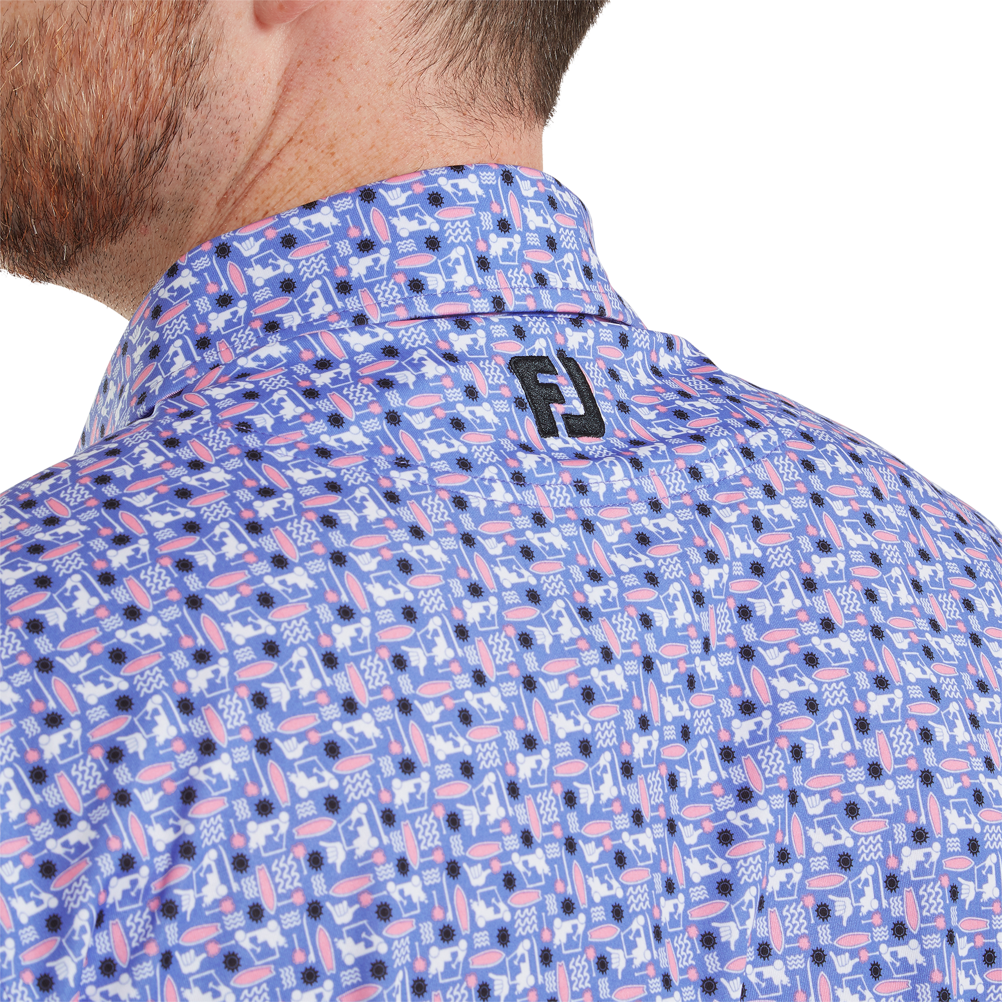 Polo en fil d'Ecosse imprim&eacute; surf