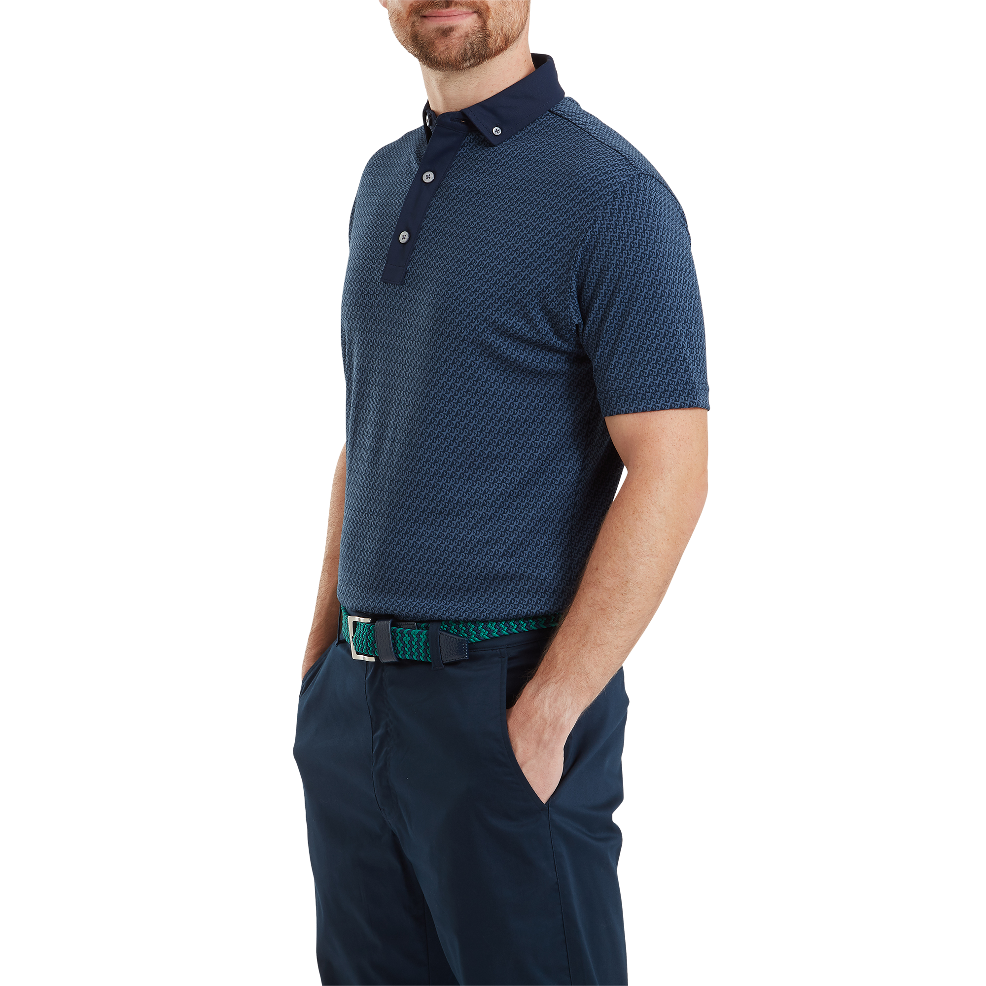 Polo Jacquard imprim&eacute; g&eacute;om&eacute;trique