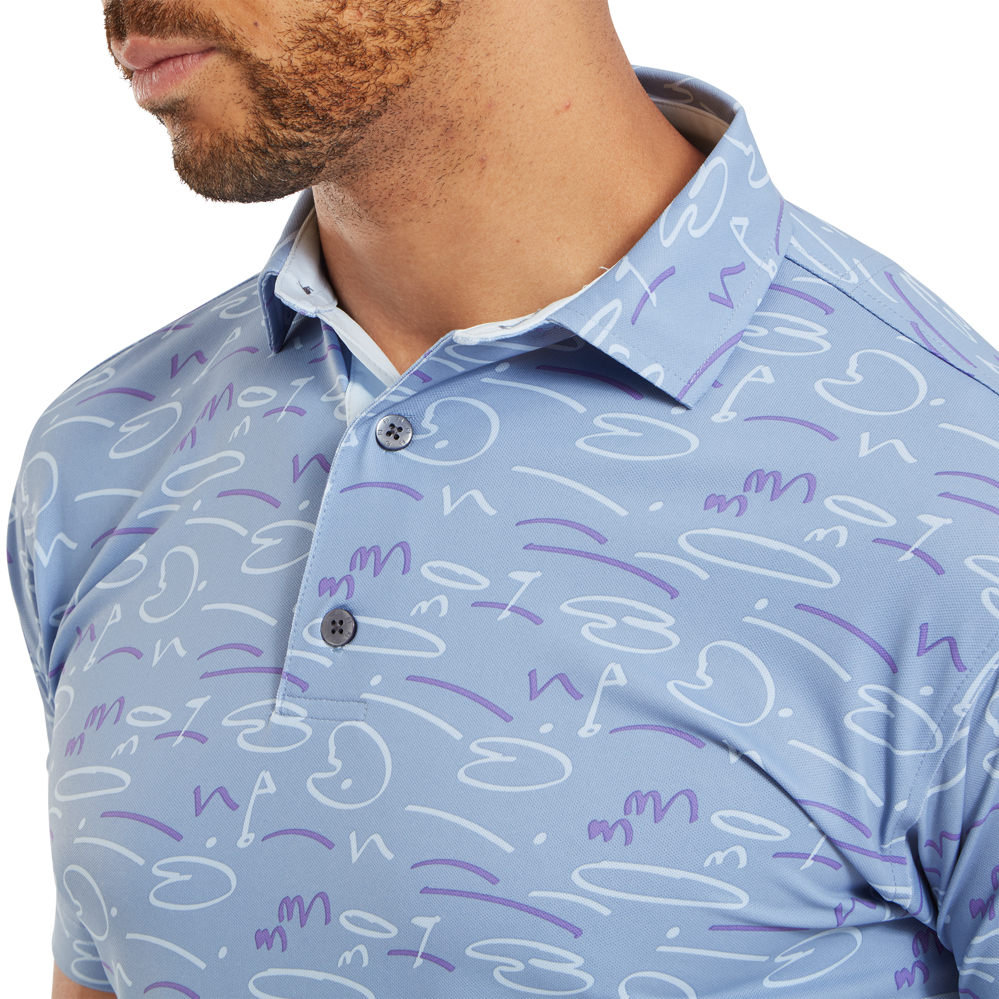 Polo piqu&eacute; imprim&eacute; Parcours de Golf dessin&eacute;