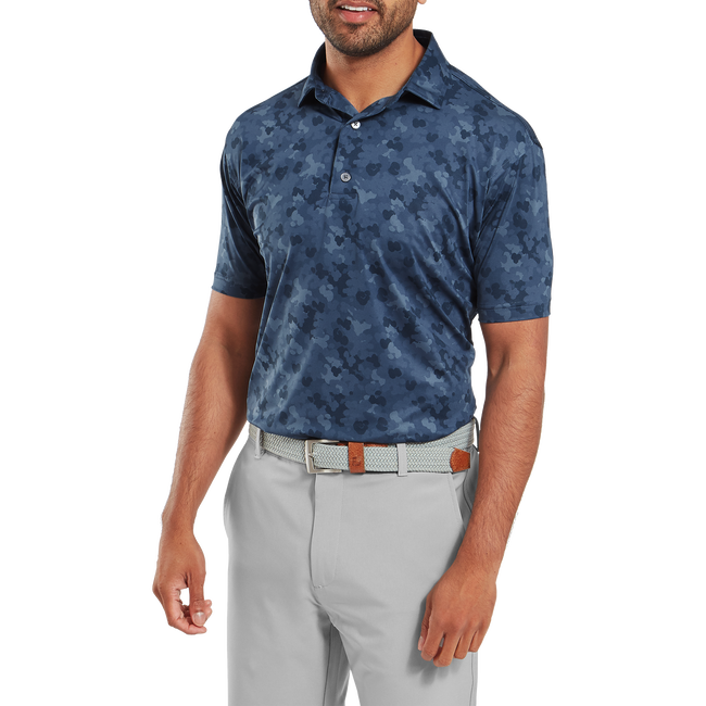 Polo en fil d'Ecosse imprimé camouflage