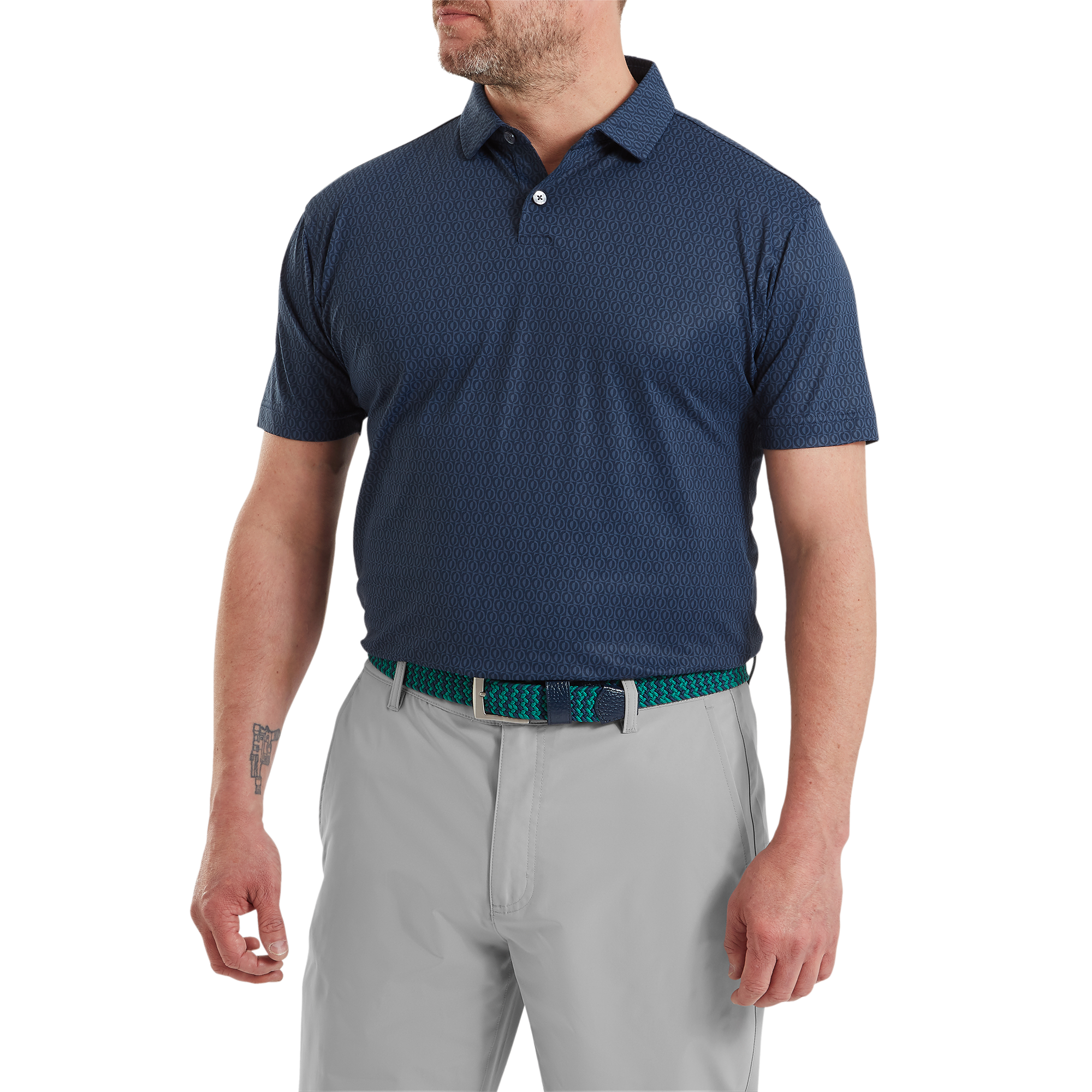 Polo piqu&eacute; &agrave; motifs g&eacute;om&eacute;triques modernistes