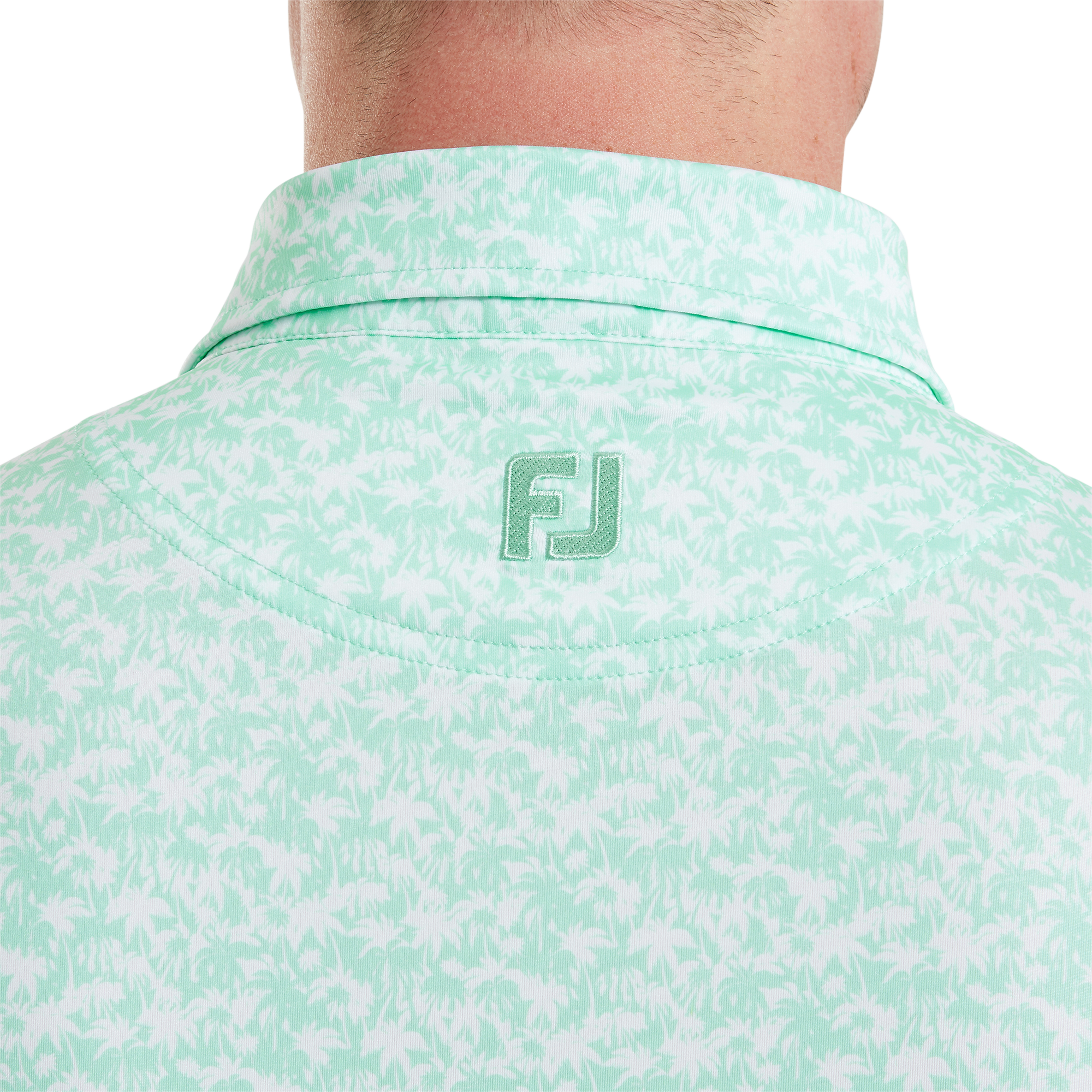 Polo en fil d'Ecosse imprim&eacute; palmiers