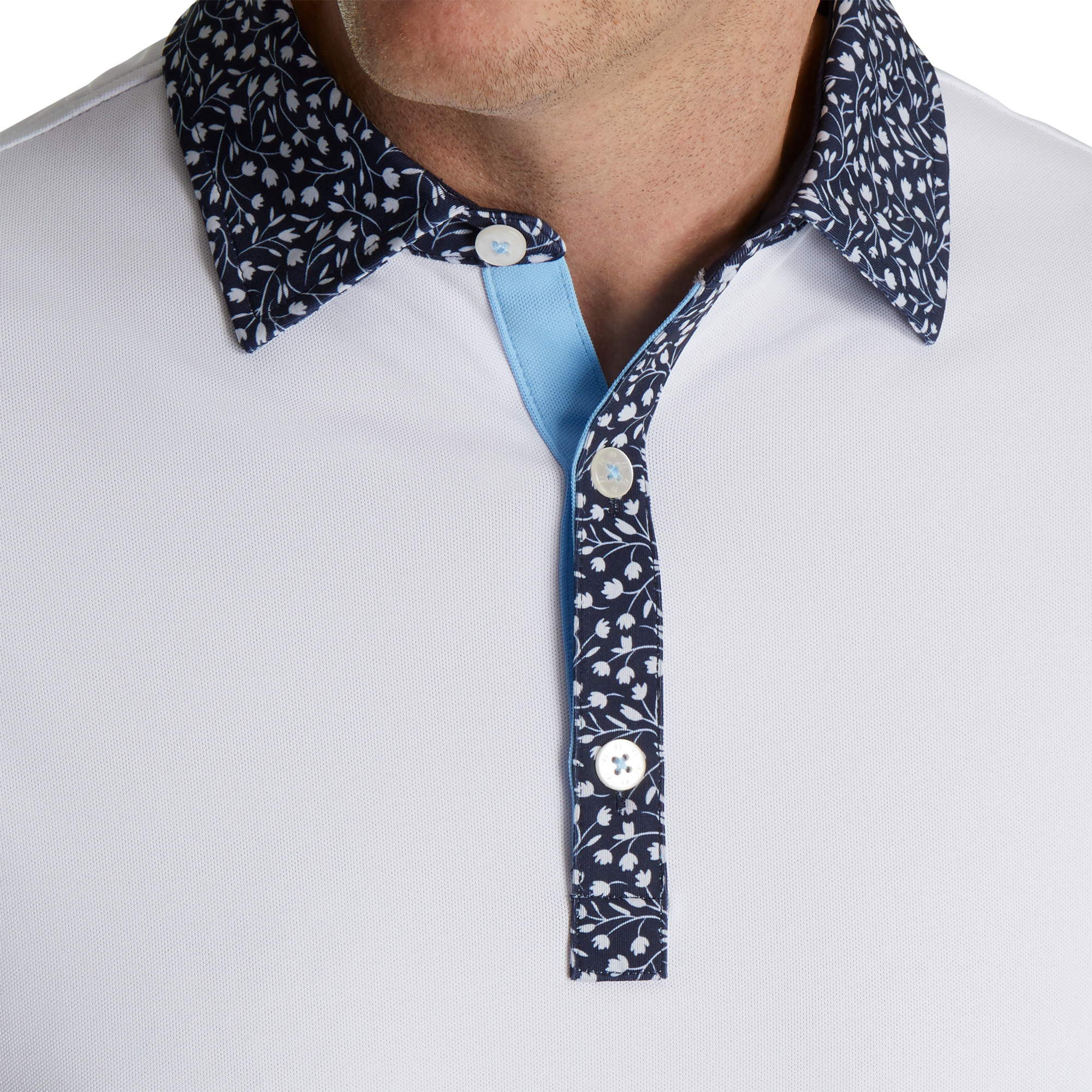 Polo piqu&eacute; avec col imprim&eacute; Tulipe