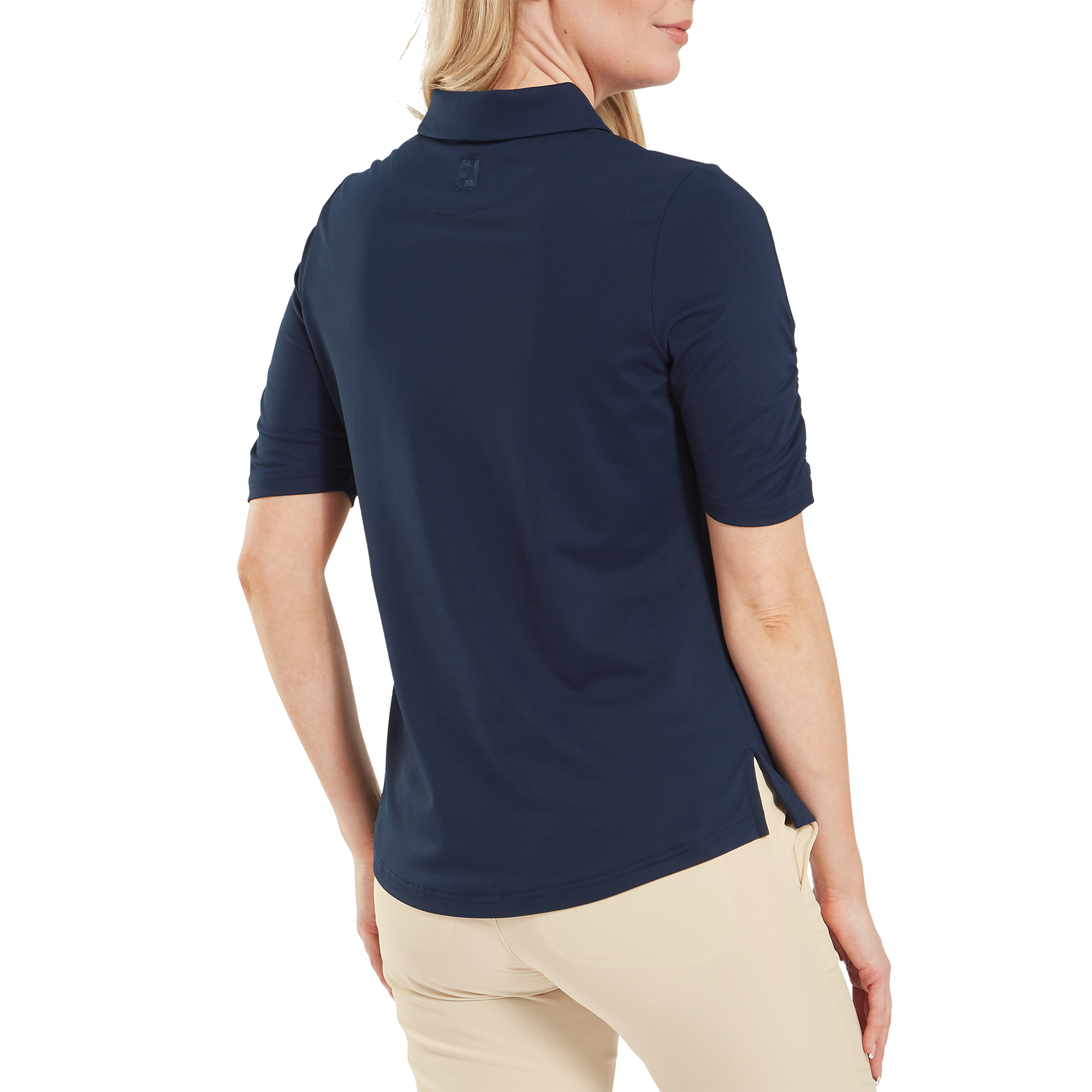 Polo en fil d'Ecosse &agrave; 1/2 manches fronc&eacute;es