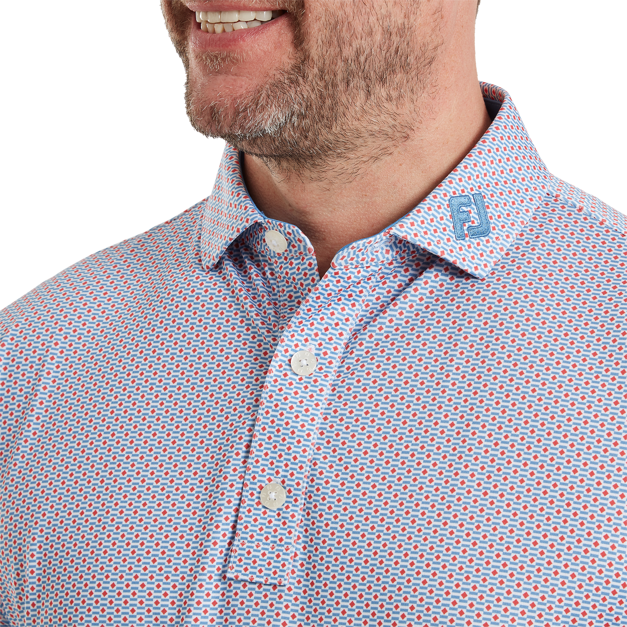 Polo en fil d'Ecosse imprim&eacute; drapeau nautique FJ