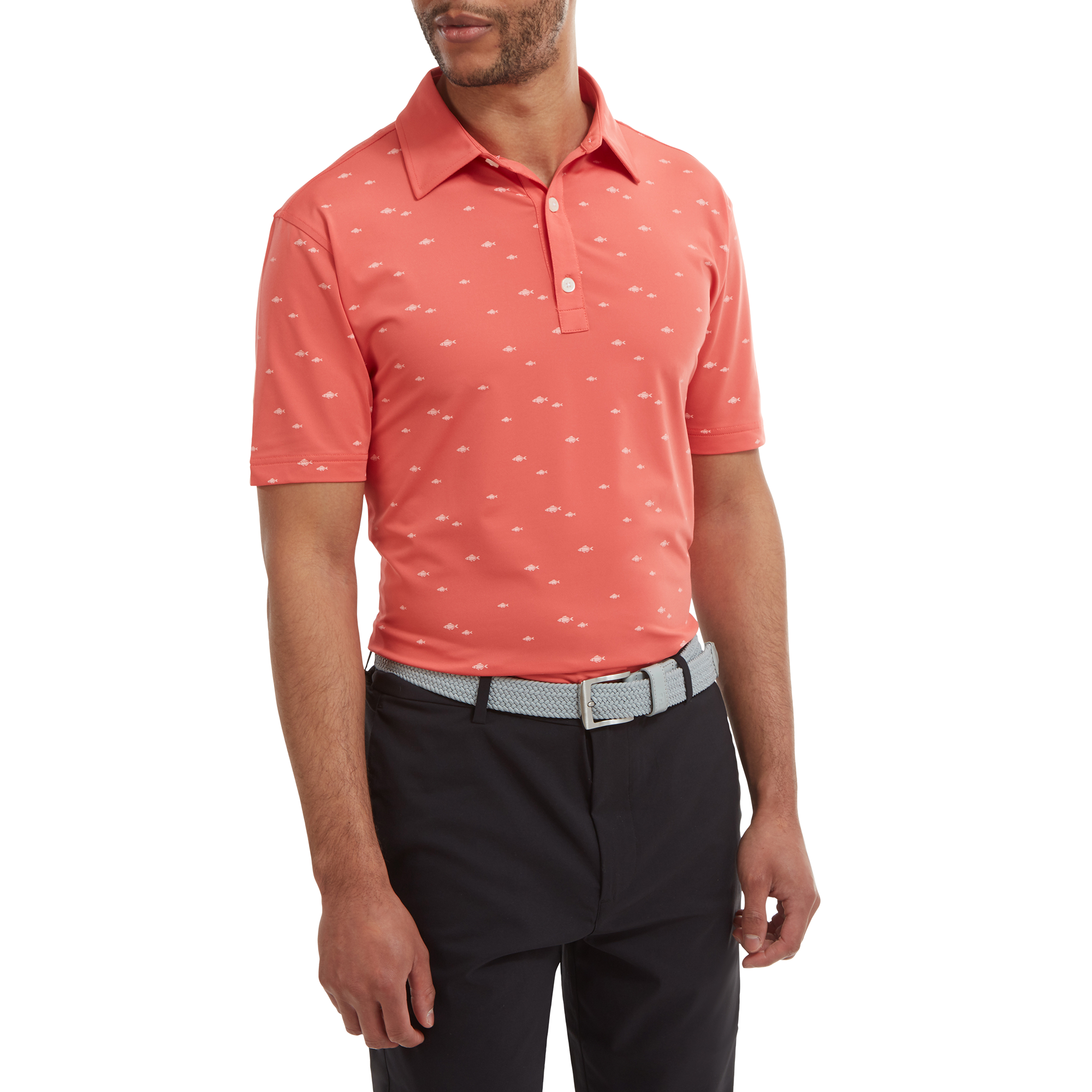 Polo en Fil d'Ecosse imprim&eacute;s poissons