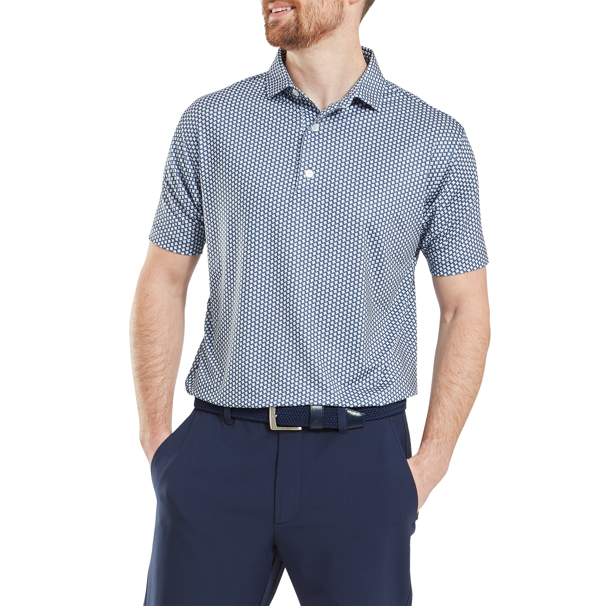 Polo en fil d'Ecosse imprim&eacute; pied de poule