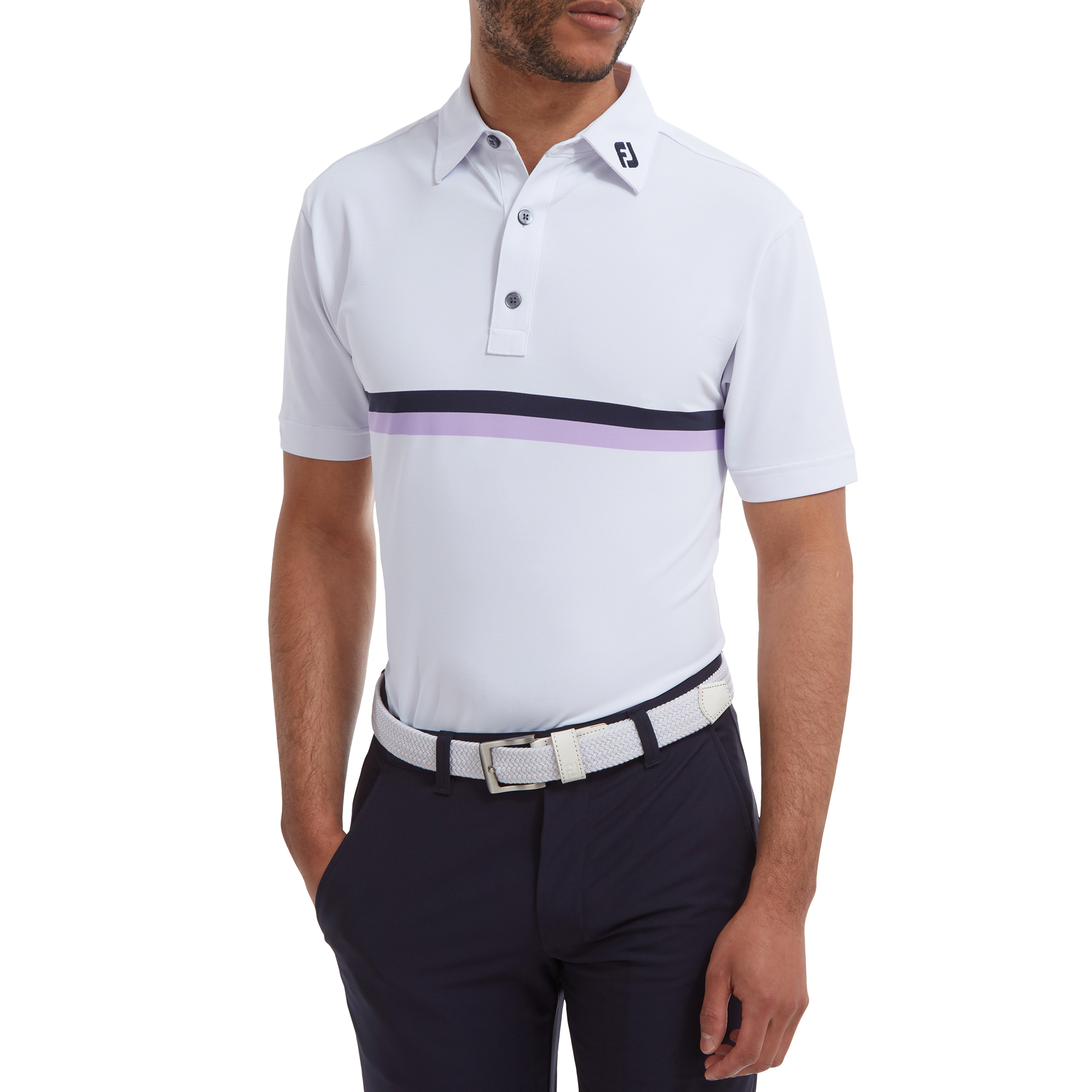 Polo Piqu&eacute; avec bandes sur poitrine