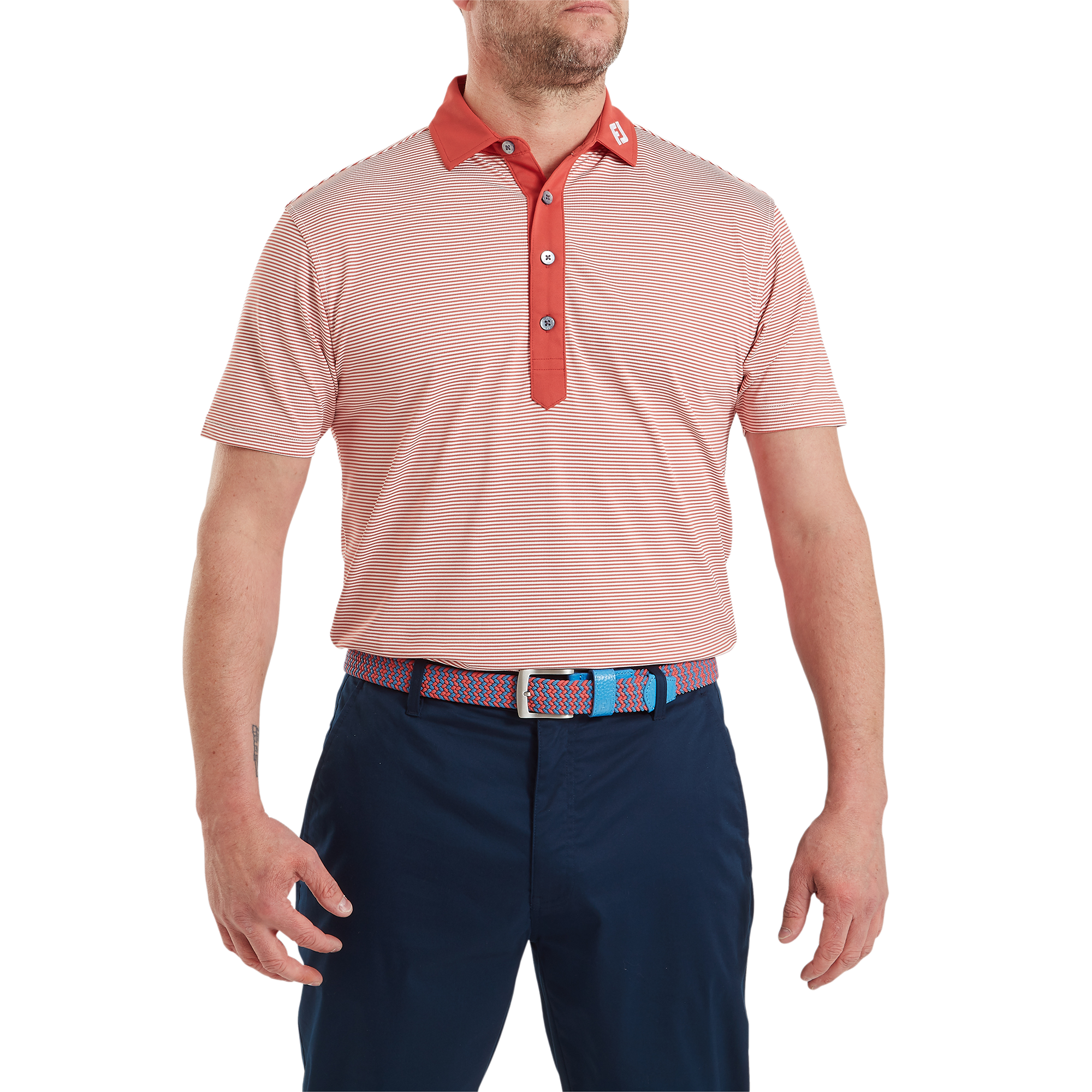 Polo piqu&eacute; &agrave; rayures fines