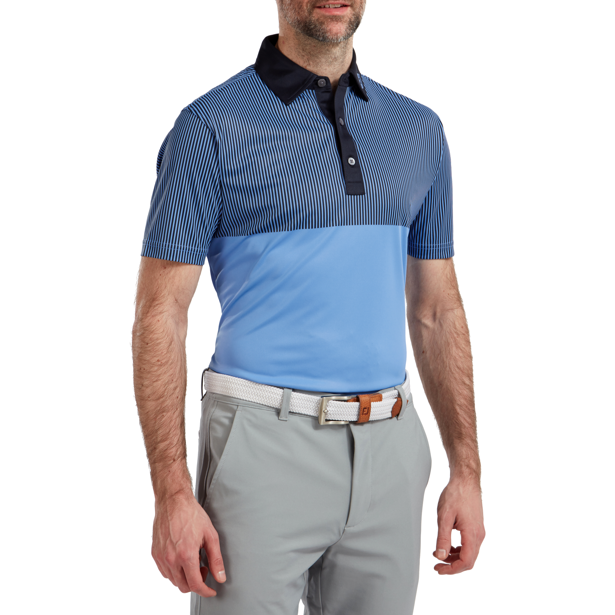 Polo piqu&eacute; technique rayures verticales