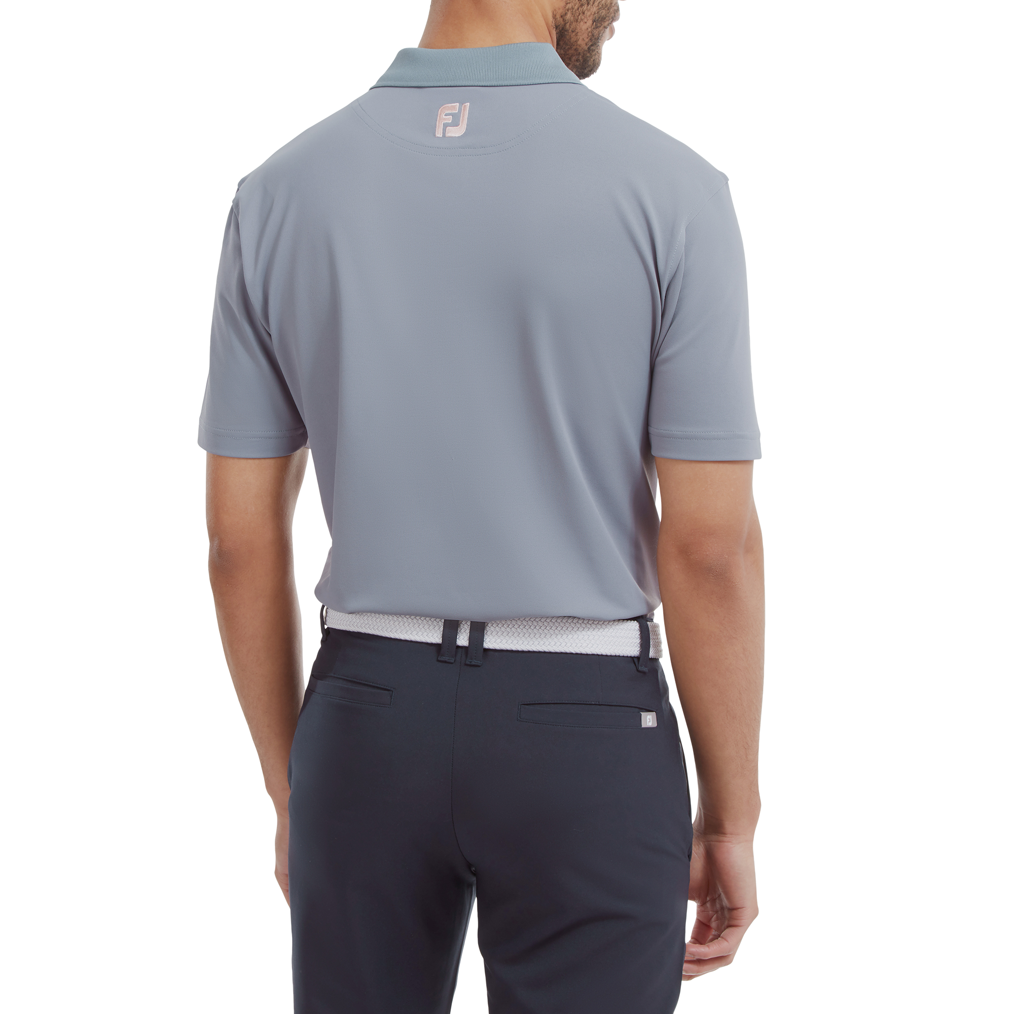 Polo Piqu&eacute; uni avec patte de boutonnage ray&eacute;e