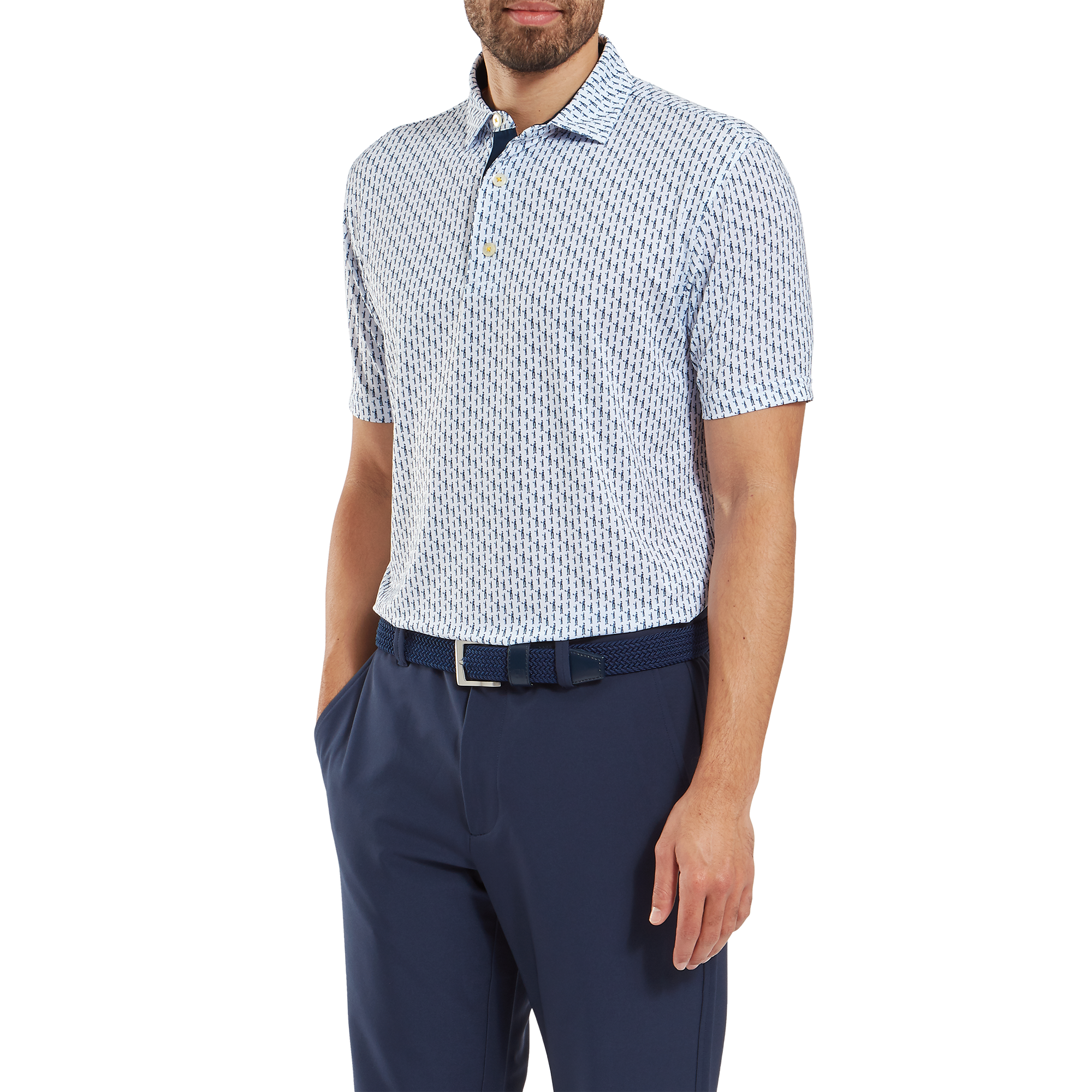 Polo en fil d'Ecosse imprim&eacute; silhouette