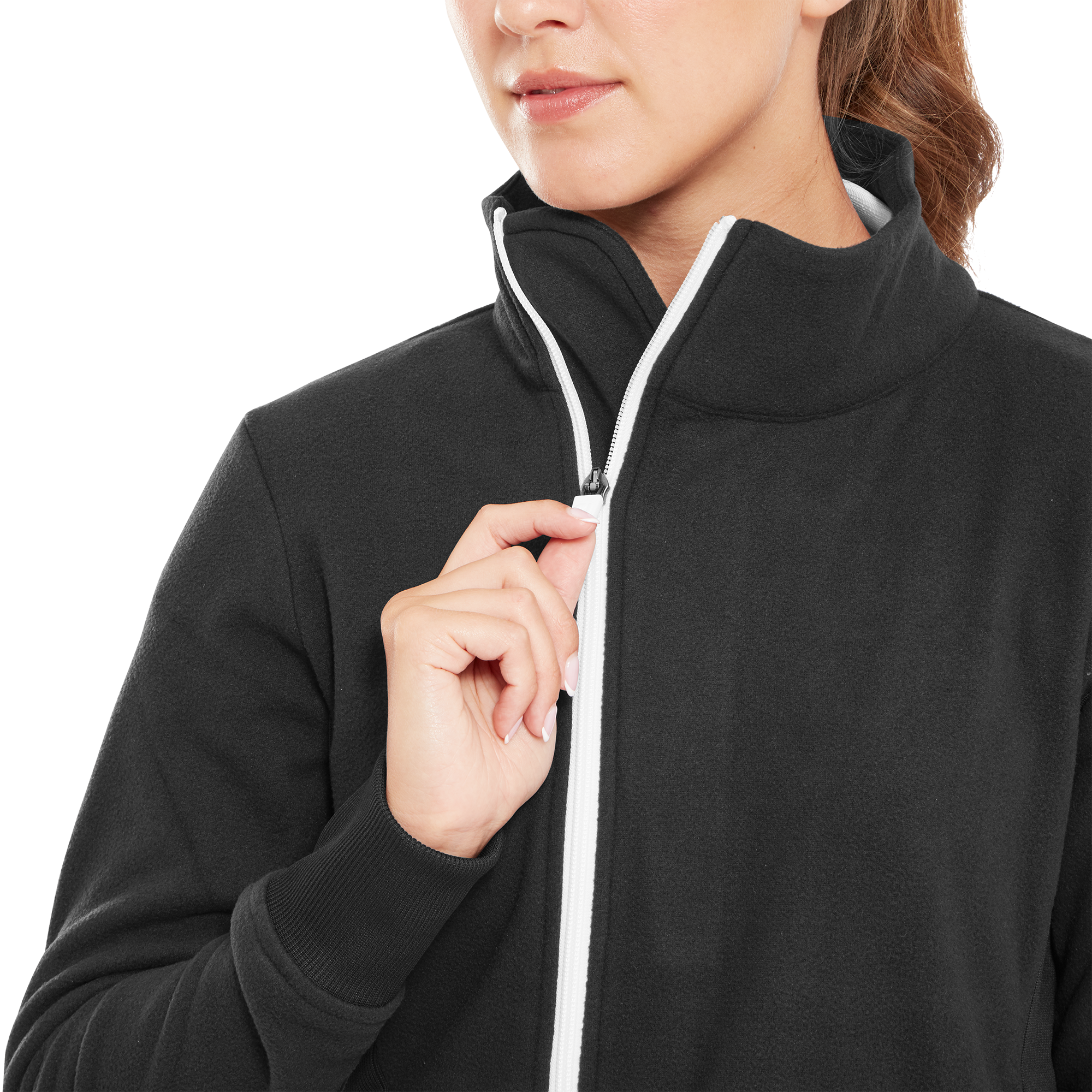 Pullover Polaire Full-Zip Asym&eacute;trique Femme