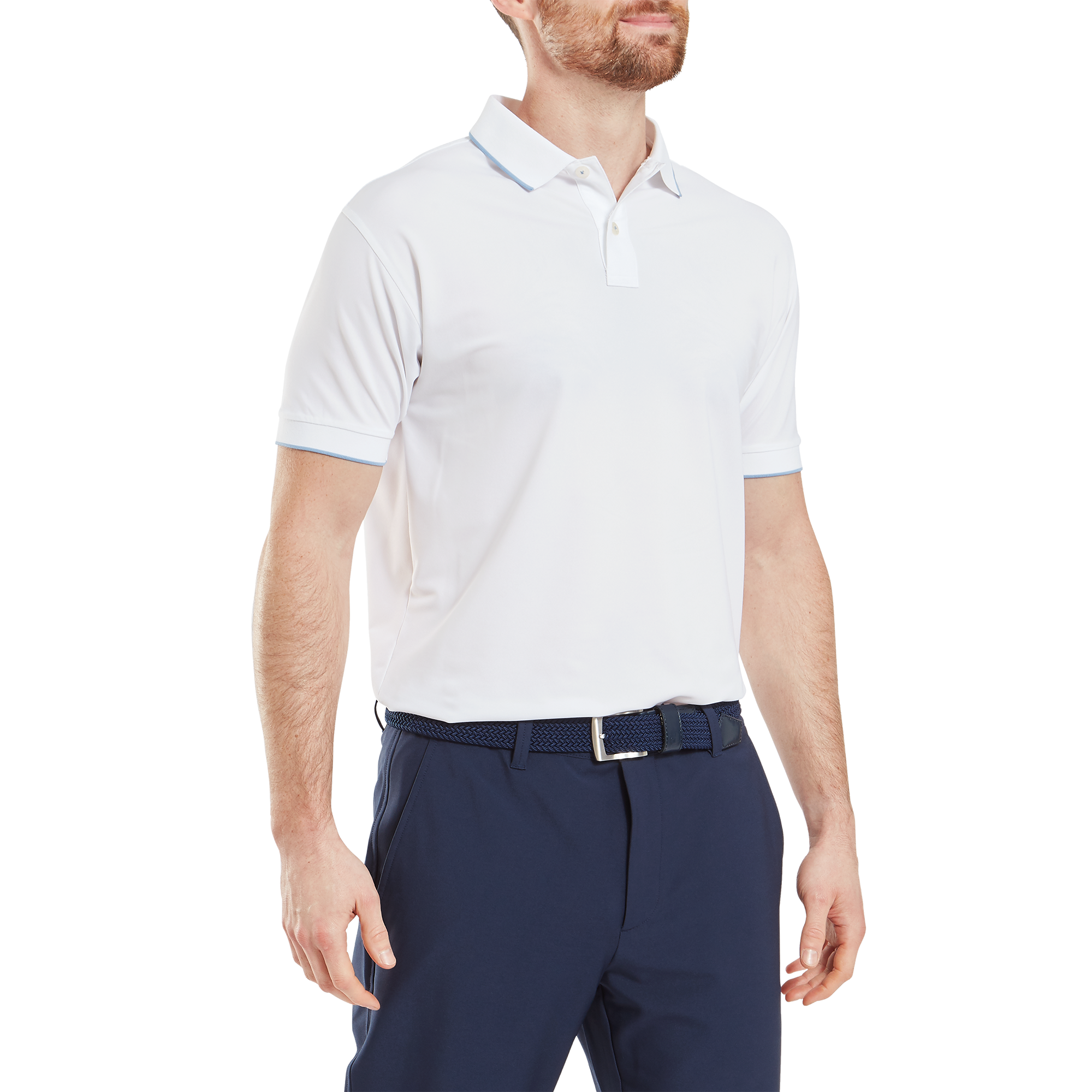 Polo piqu&eacute; uni avec rayure sur le col