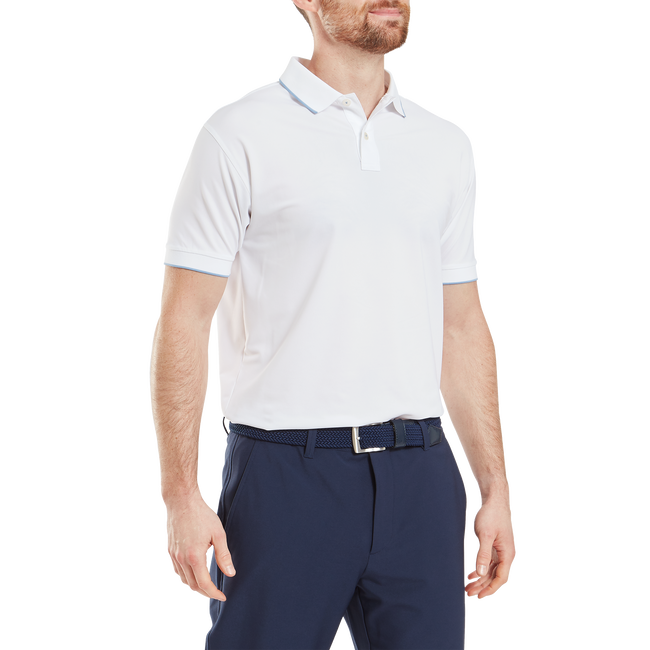 Polo piqué uni avec rayure sur le col