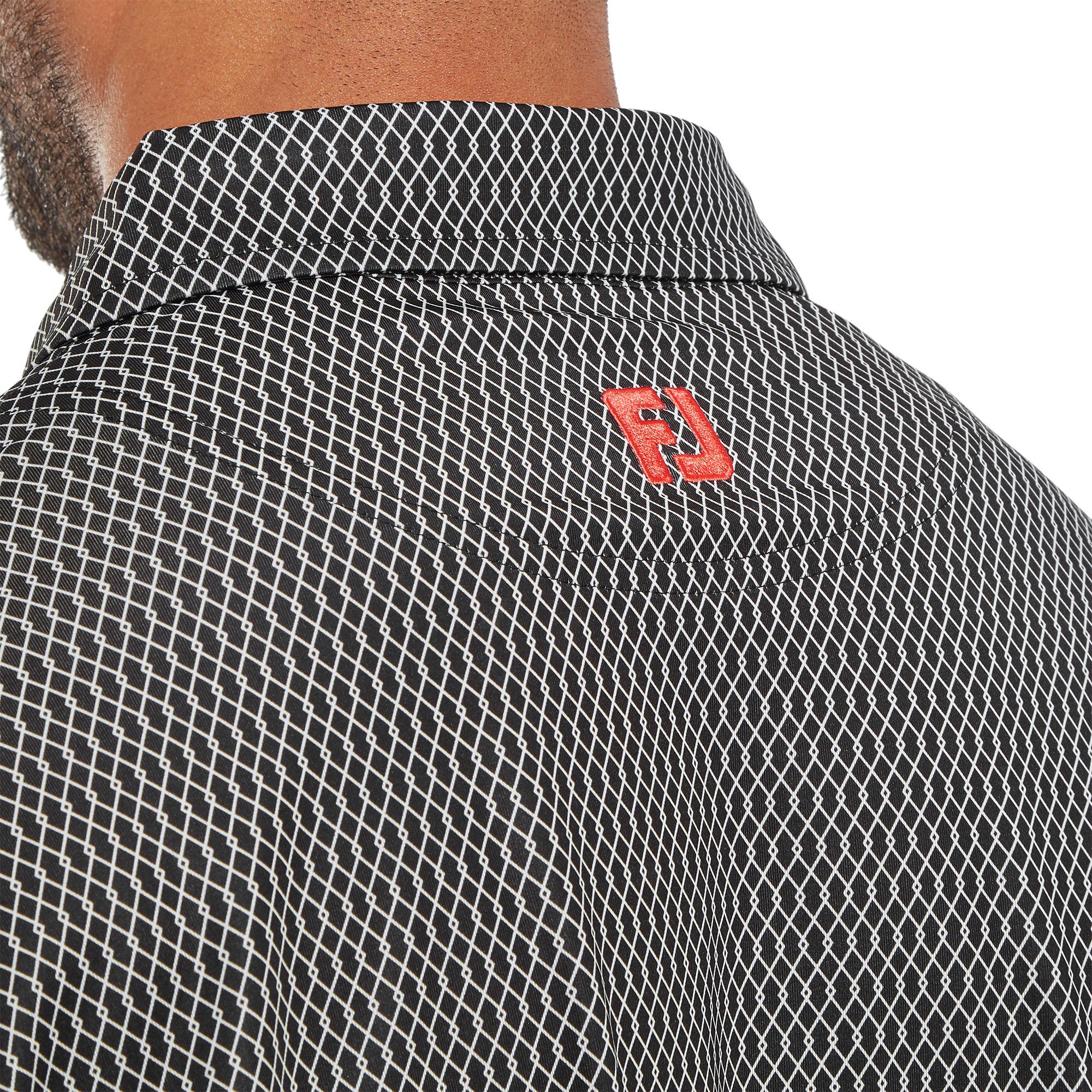 Polo en fil d'Ecosse imprim&eacute; grillage