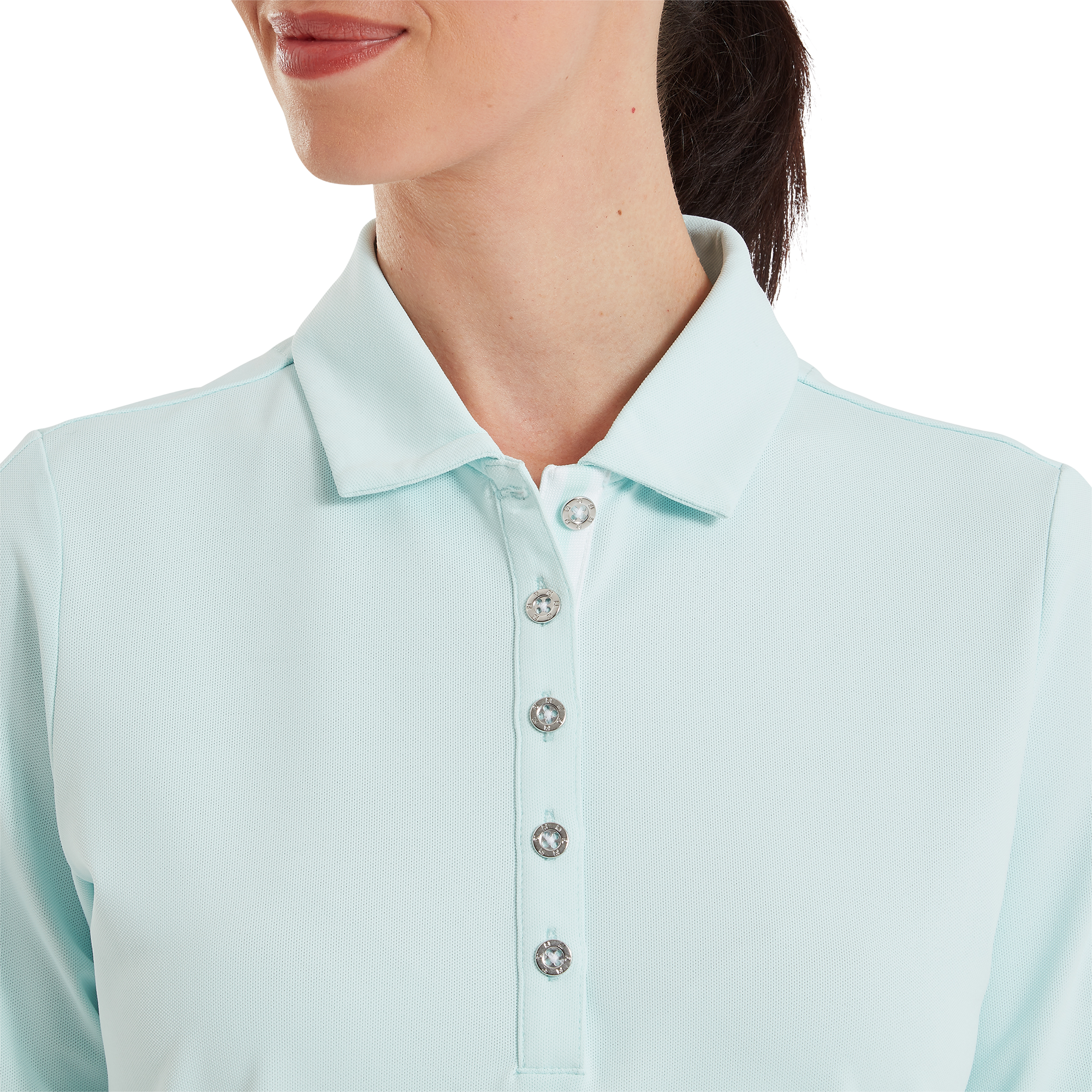 Polo en fil d'Ecosse &agrave; 1/2 manches fronc&eacute;es