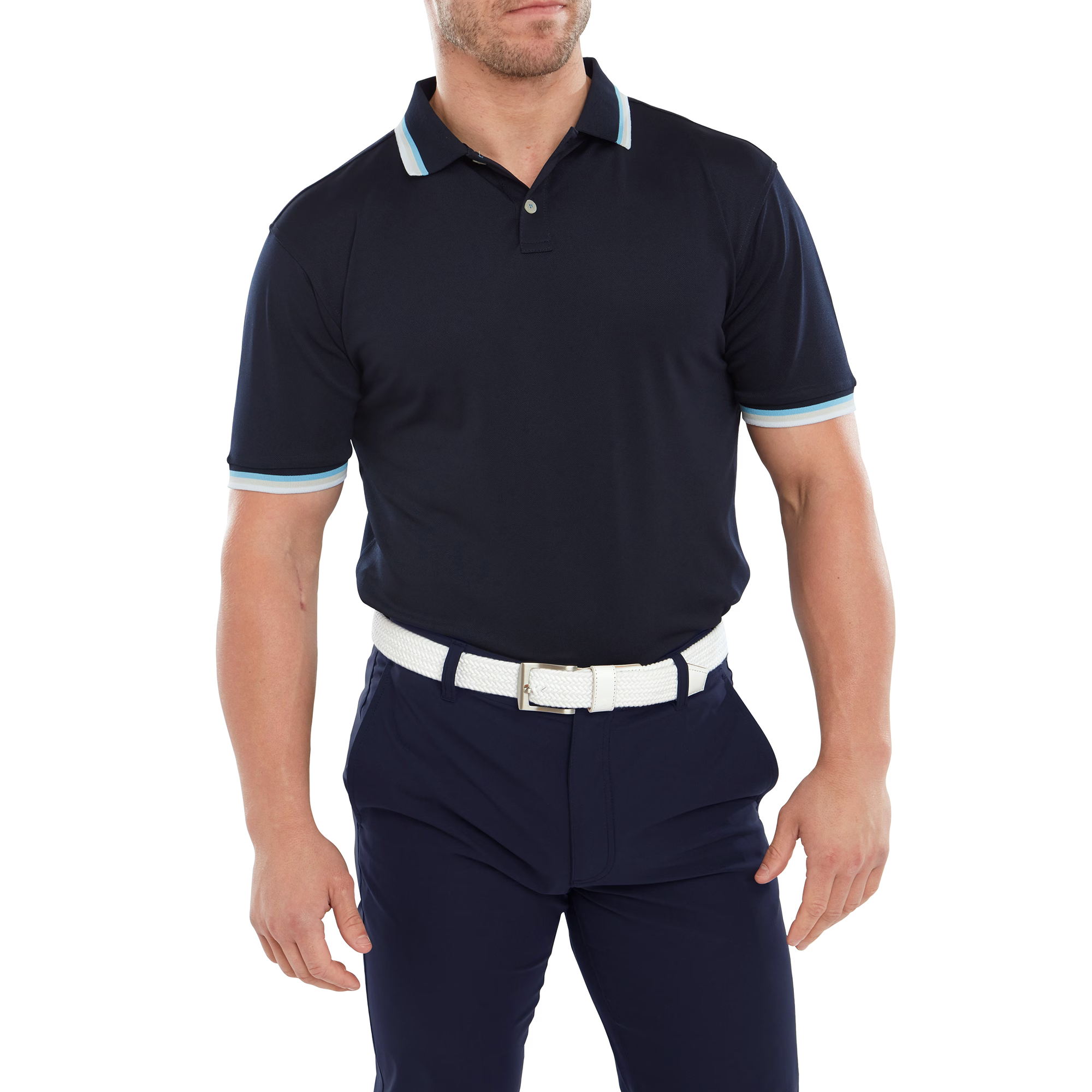 Polo uni avec d&eacute;tails sur le col et les manches