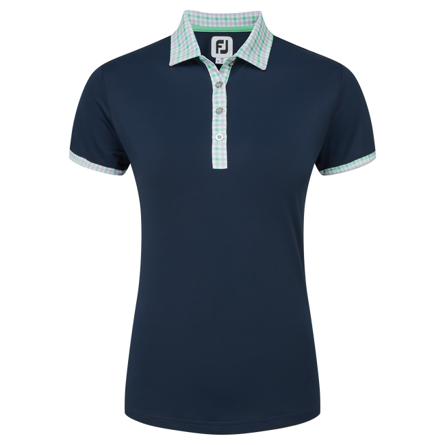 Polo piqué avec encolure Vichy