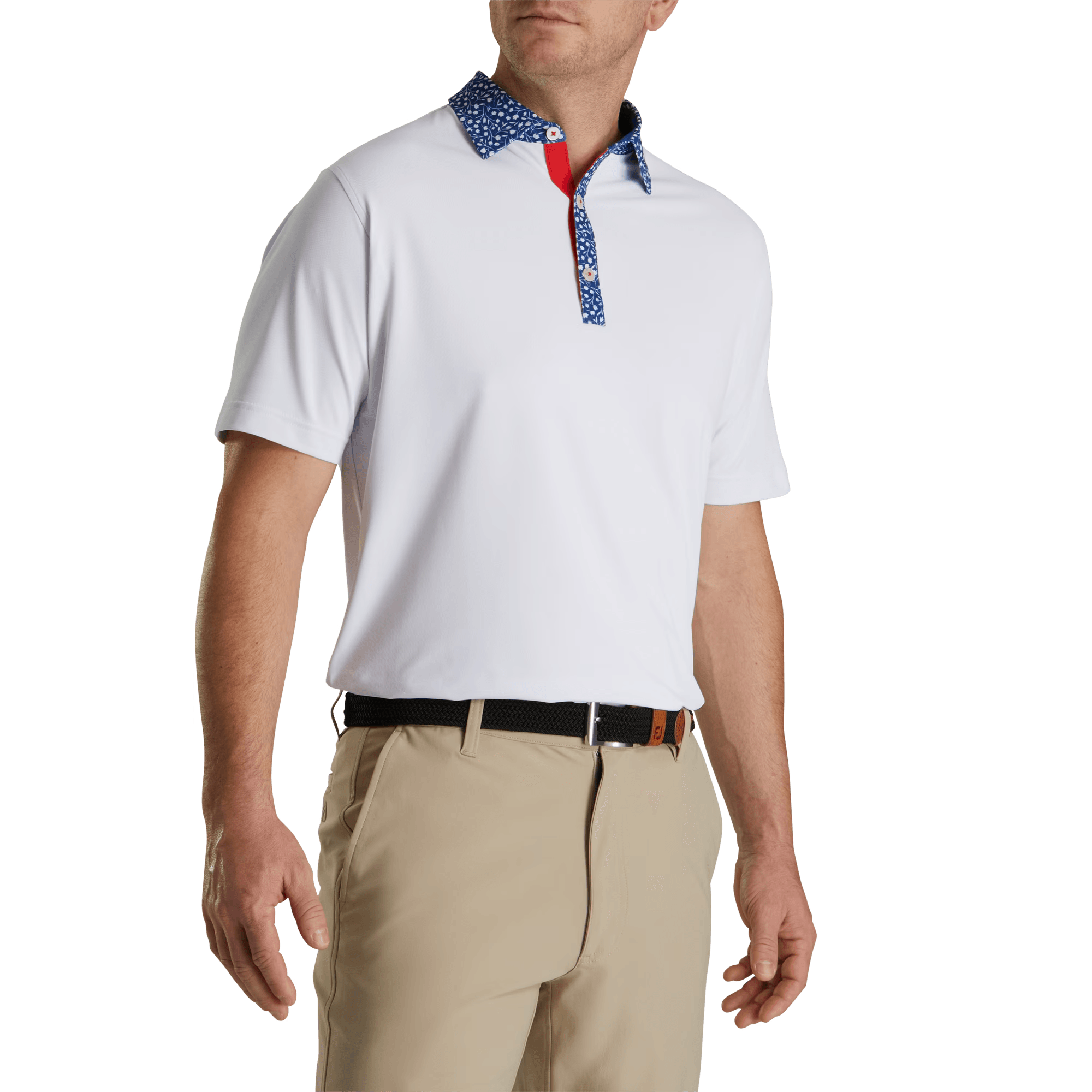 Polo piqu&eacute; avec col imprim&eacute; Tulipe