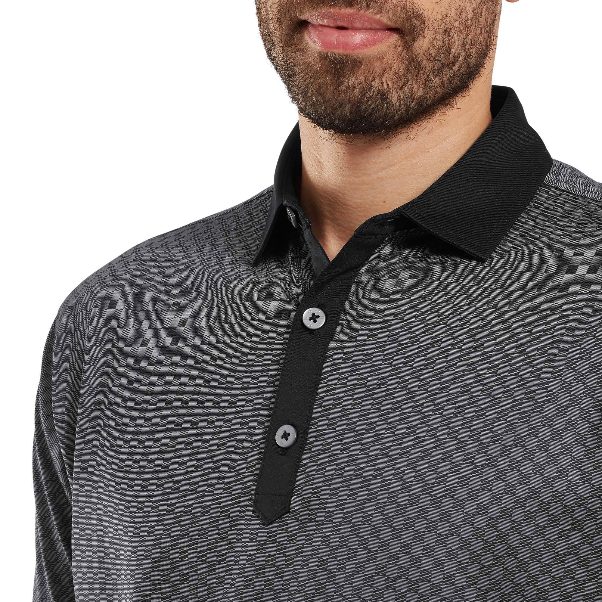 Polo en fil d'Ecosse imprim&eacute; damier