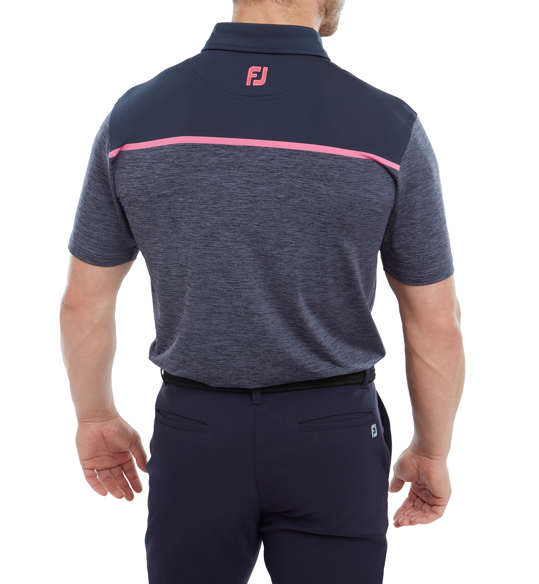 Polo en Fil d'Ecosse avec blocs &agrave; motif Space Dye