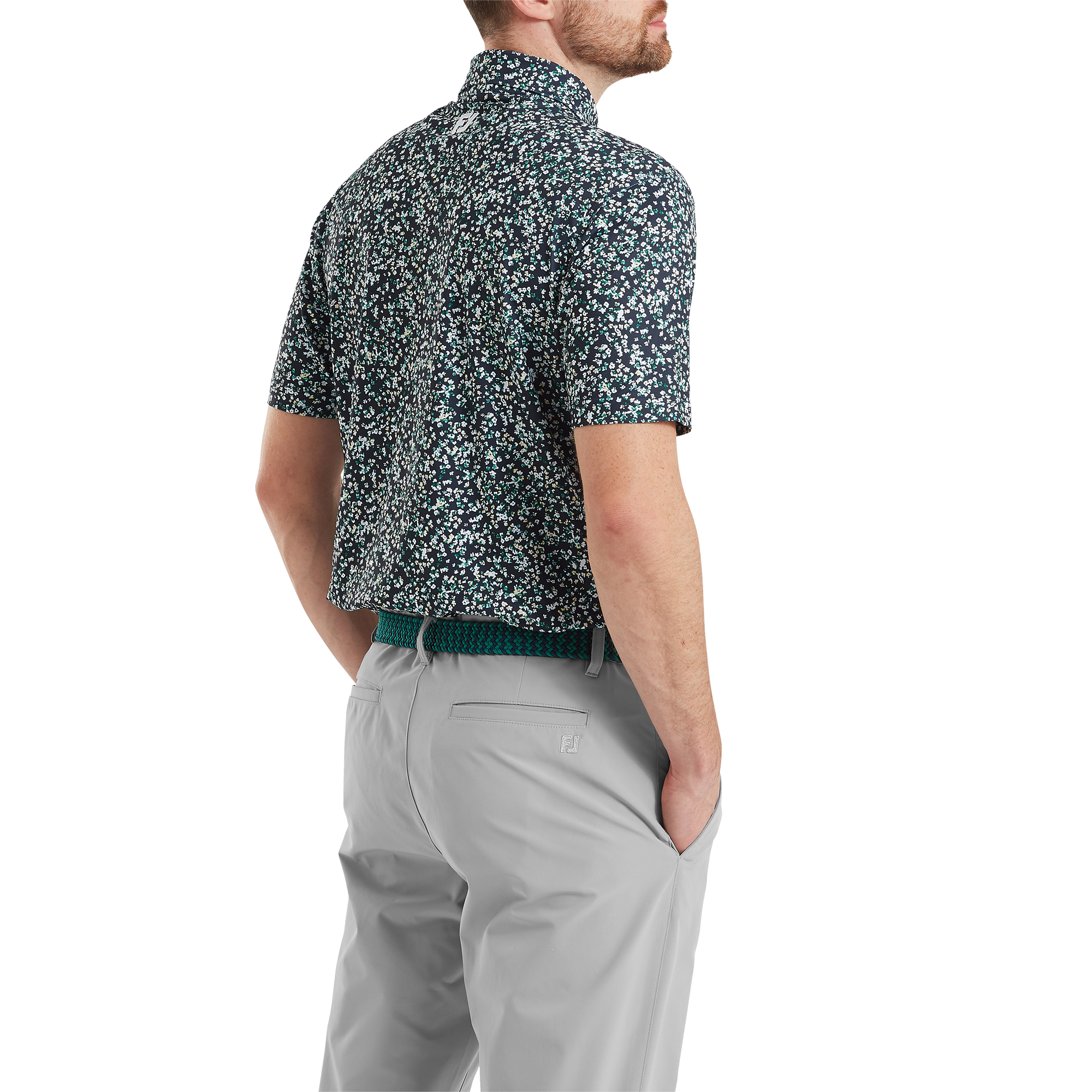 Polo piqu&eacute; imprim&eacute; floral effet aquarelle