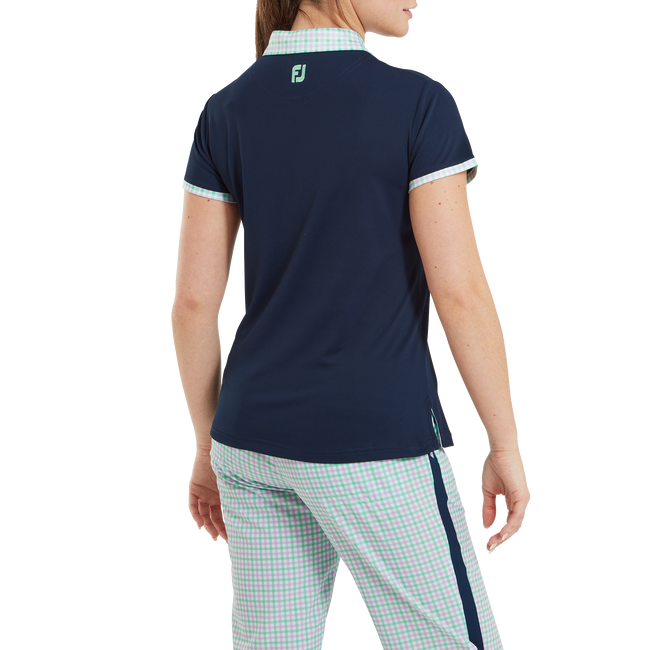 Polo piqué avec encolure Vichy