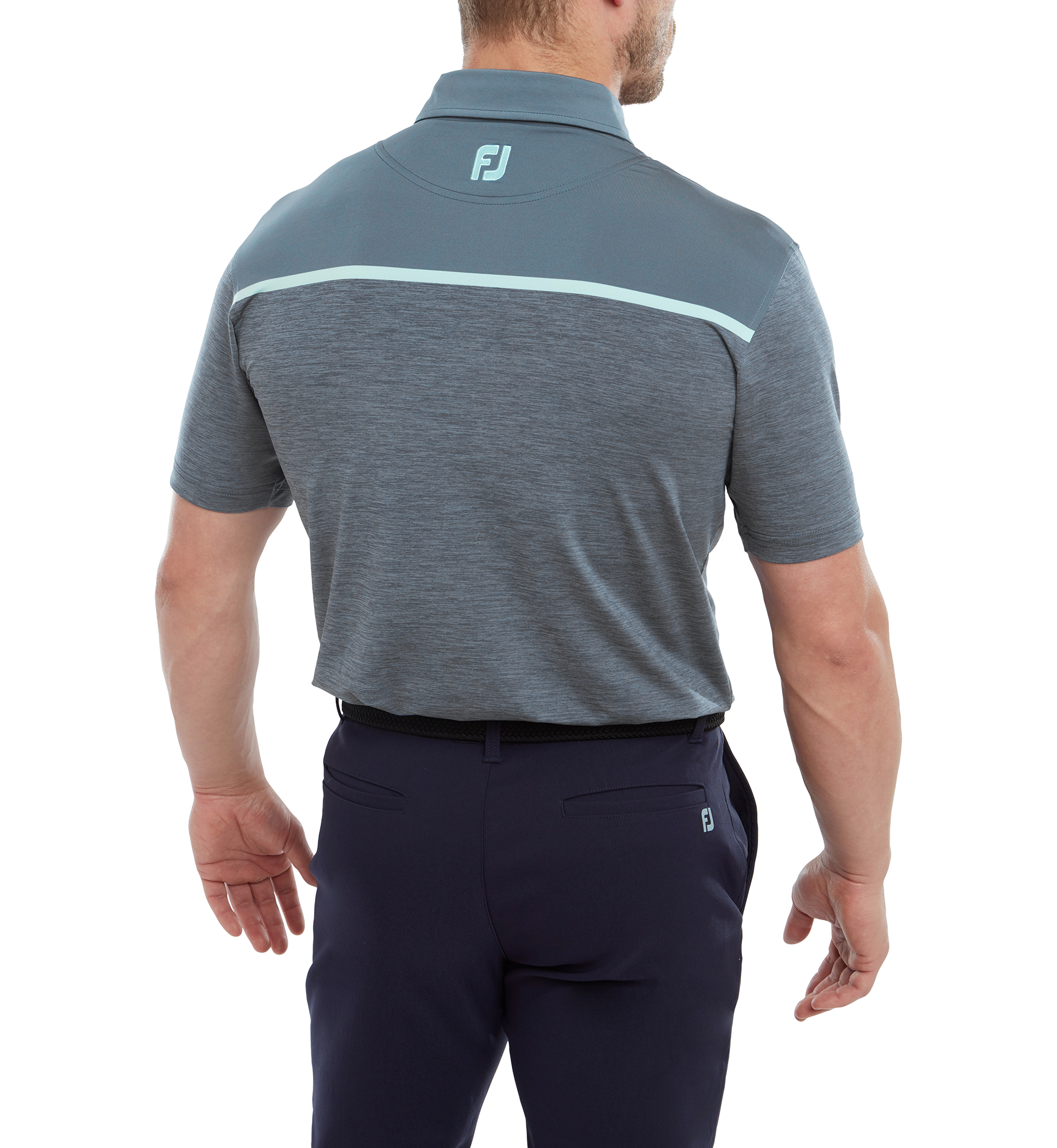 Polo en Fil d'Ecosse avec blocs &agrave; motif Space Dye