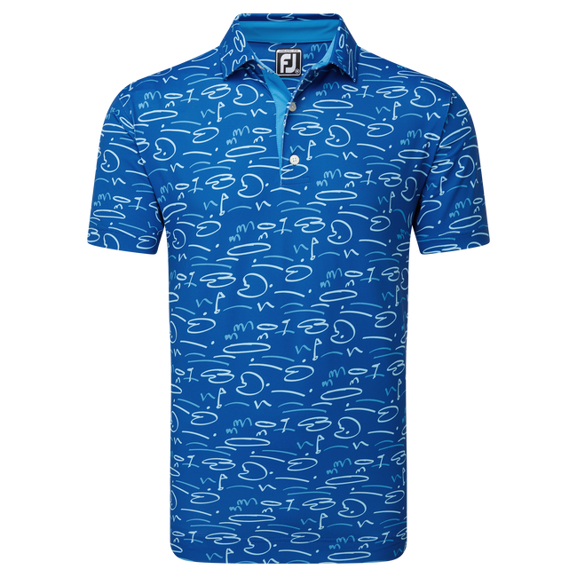 Polo piqué imprimé Parcours de Golf dessiné