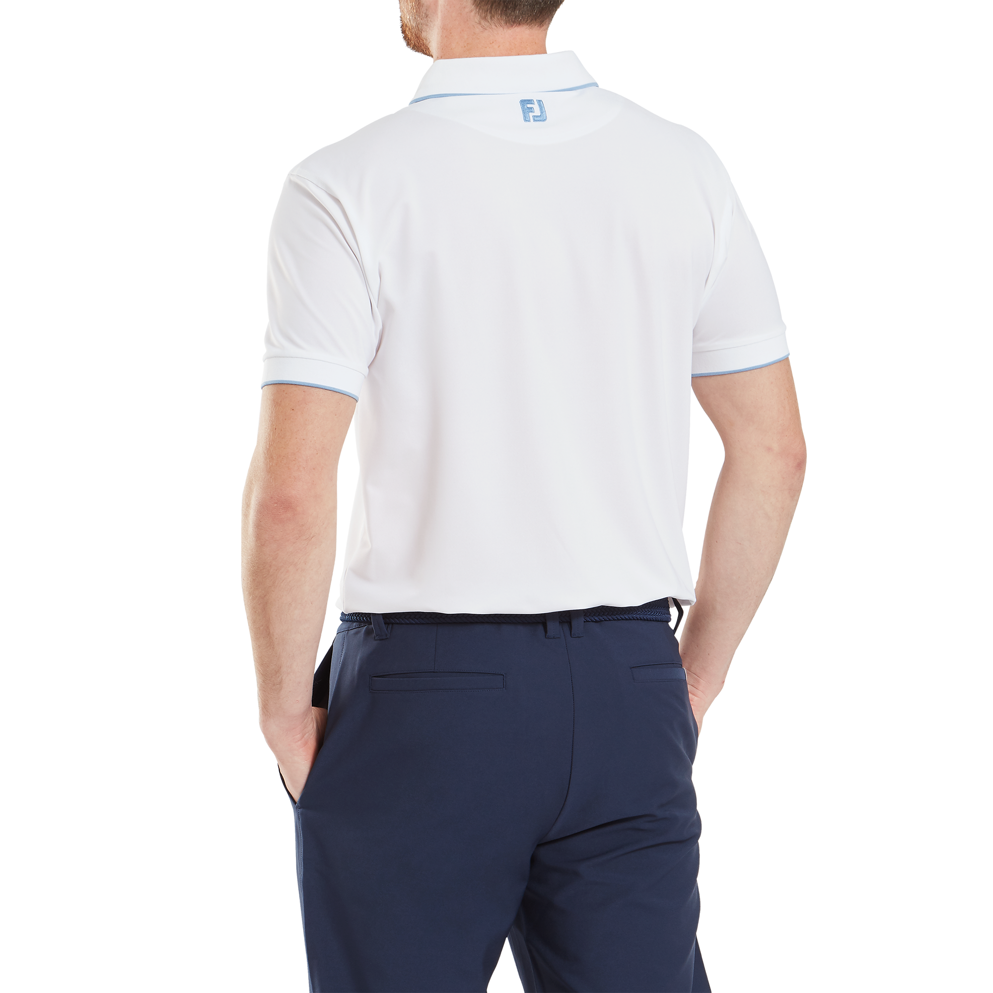 Polo piqu&eacute; uni avec rayure sur le col