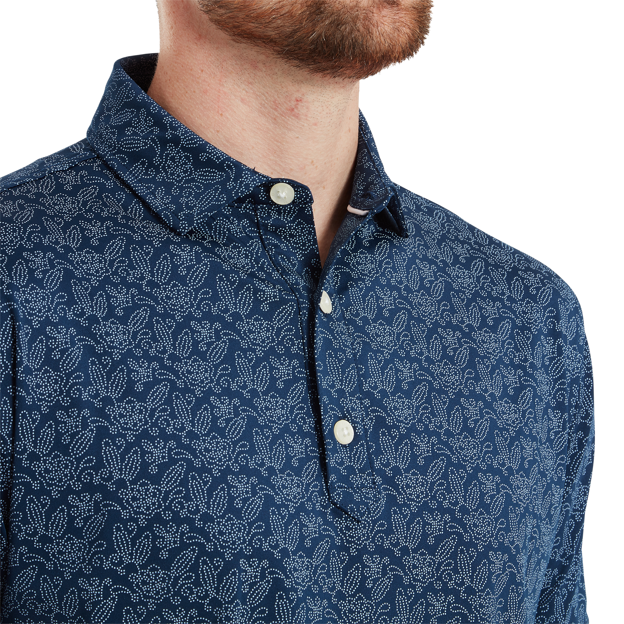 Polo en fil d'Ecosse imprim&eacute; fleuri